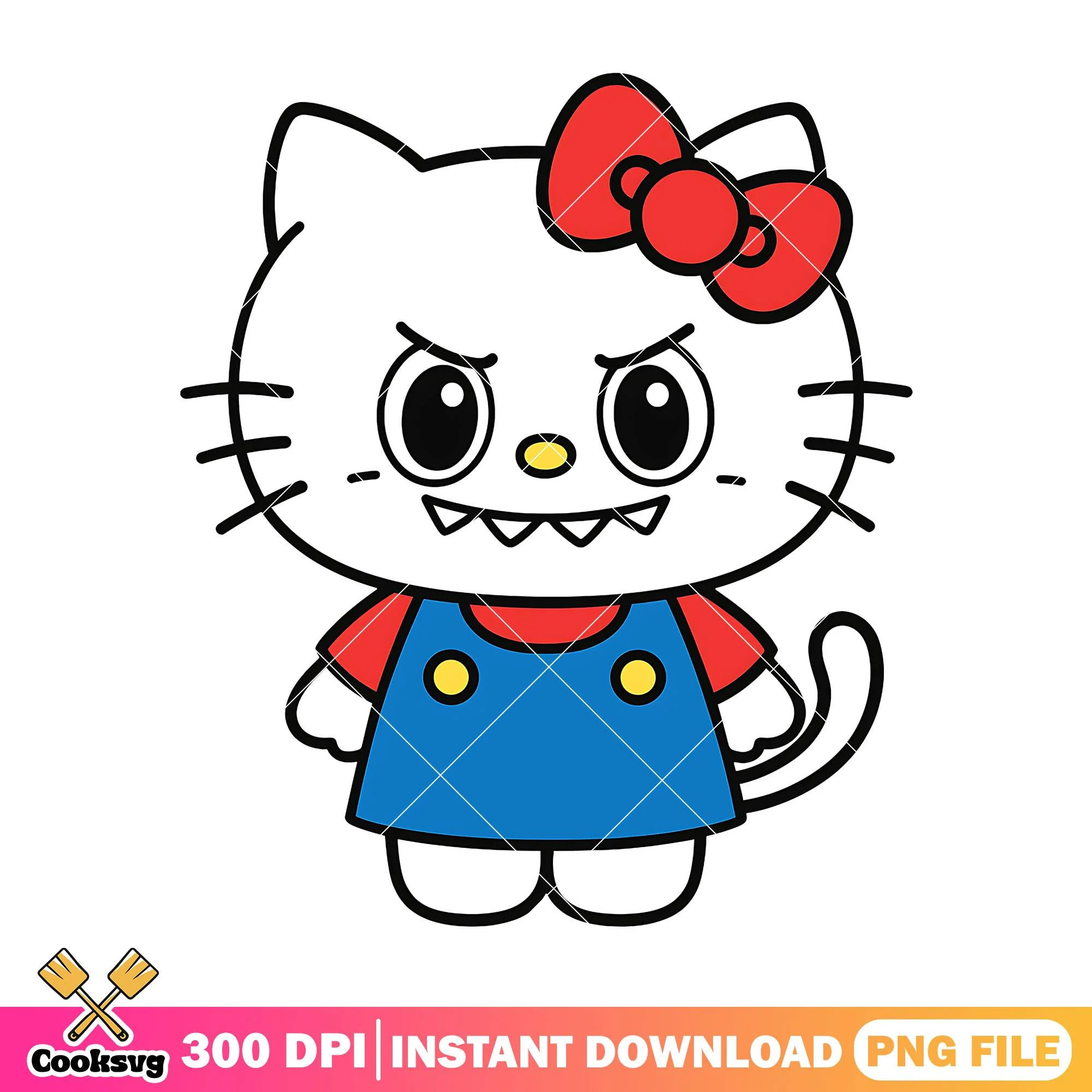 Labubu with hello kitty outfit png, kitty halloween png, labubu png