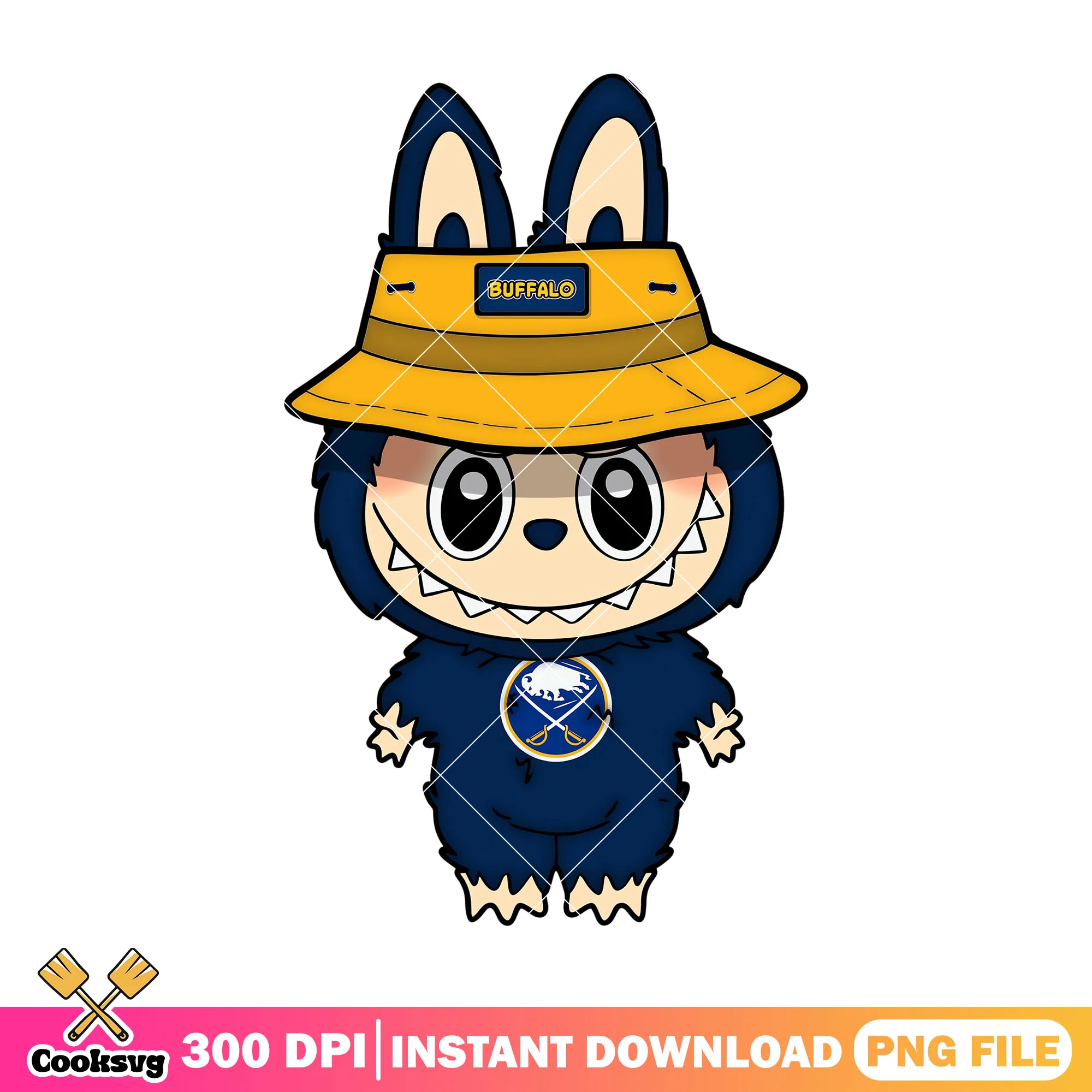 Labubu with orange hat design png, buffalo sabres png, labubu cute png