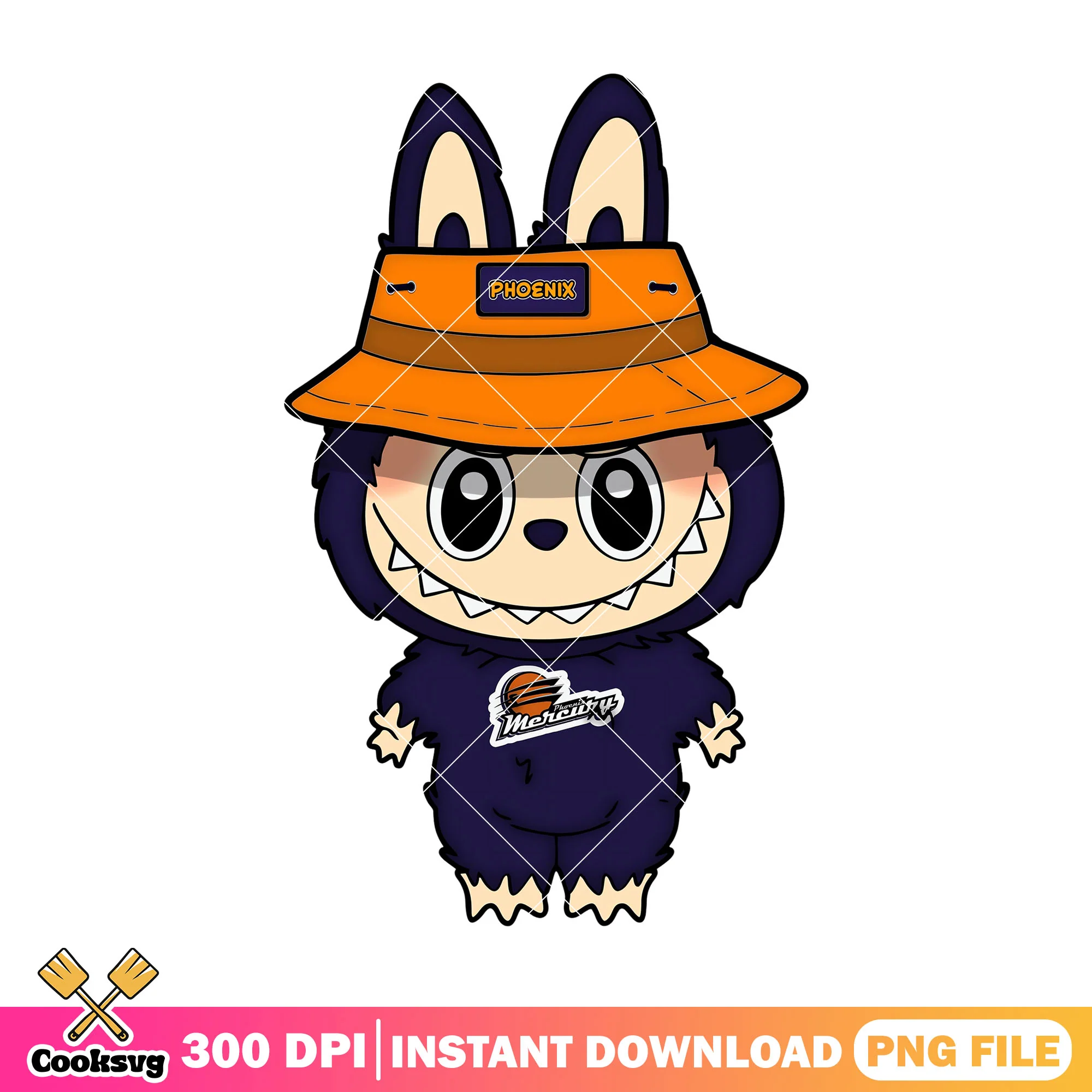 Labubu with orange hat png, labubu standing png, phoenix mercury png