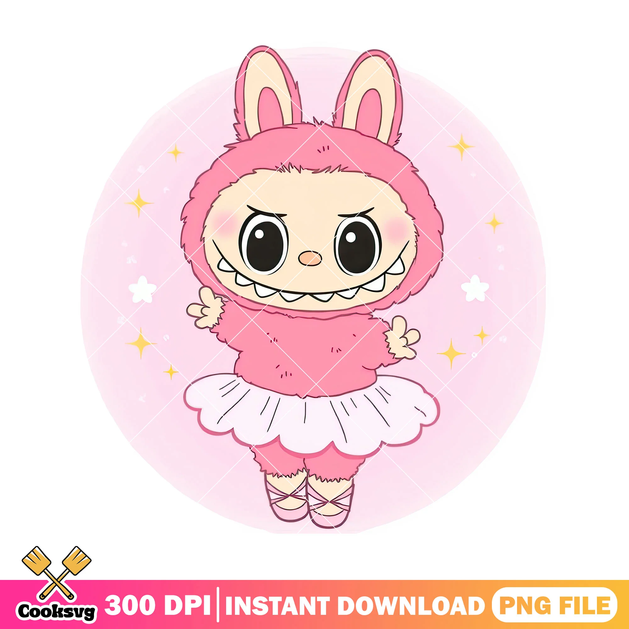 Labubu with white skirt png, labubu pink png, labubu hehe png