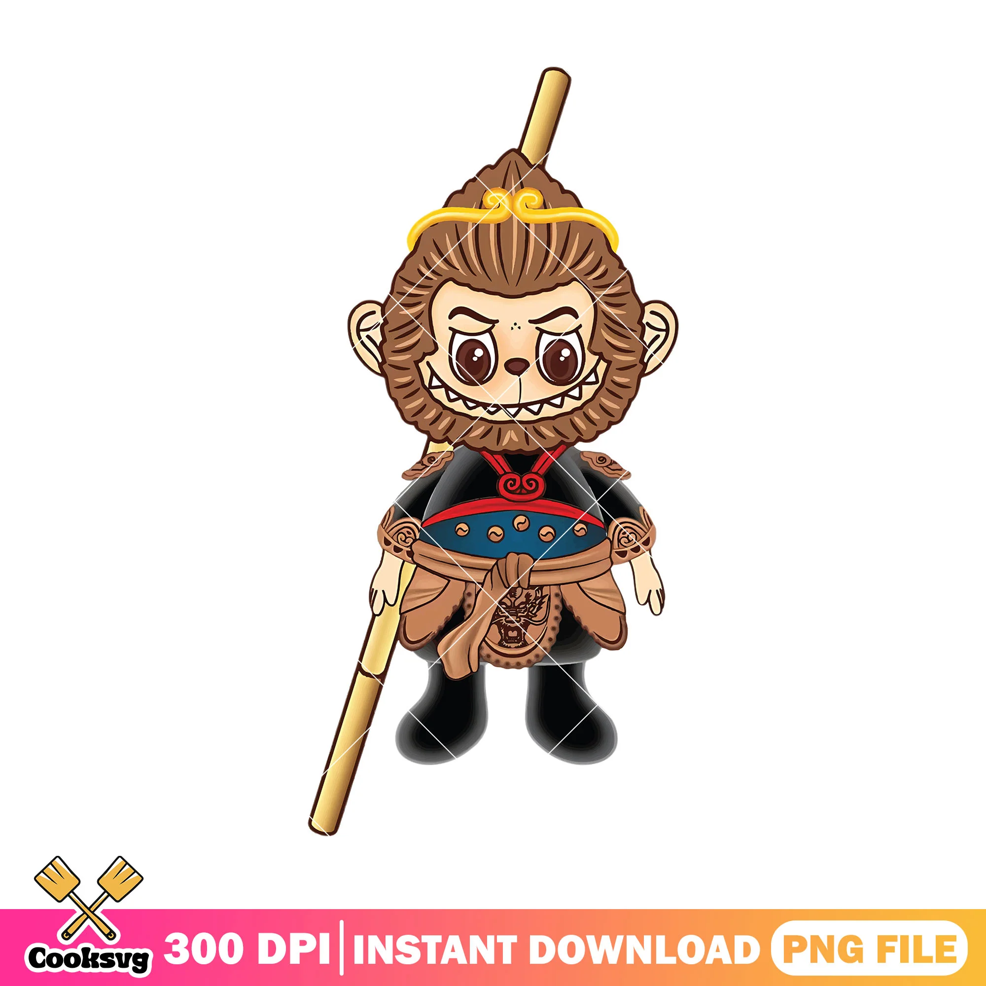 Labubu wukong cosplay png, labubu standing png, labubu plush png