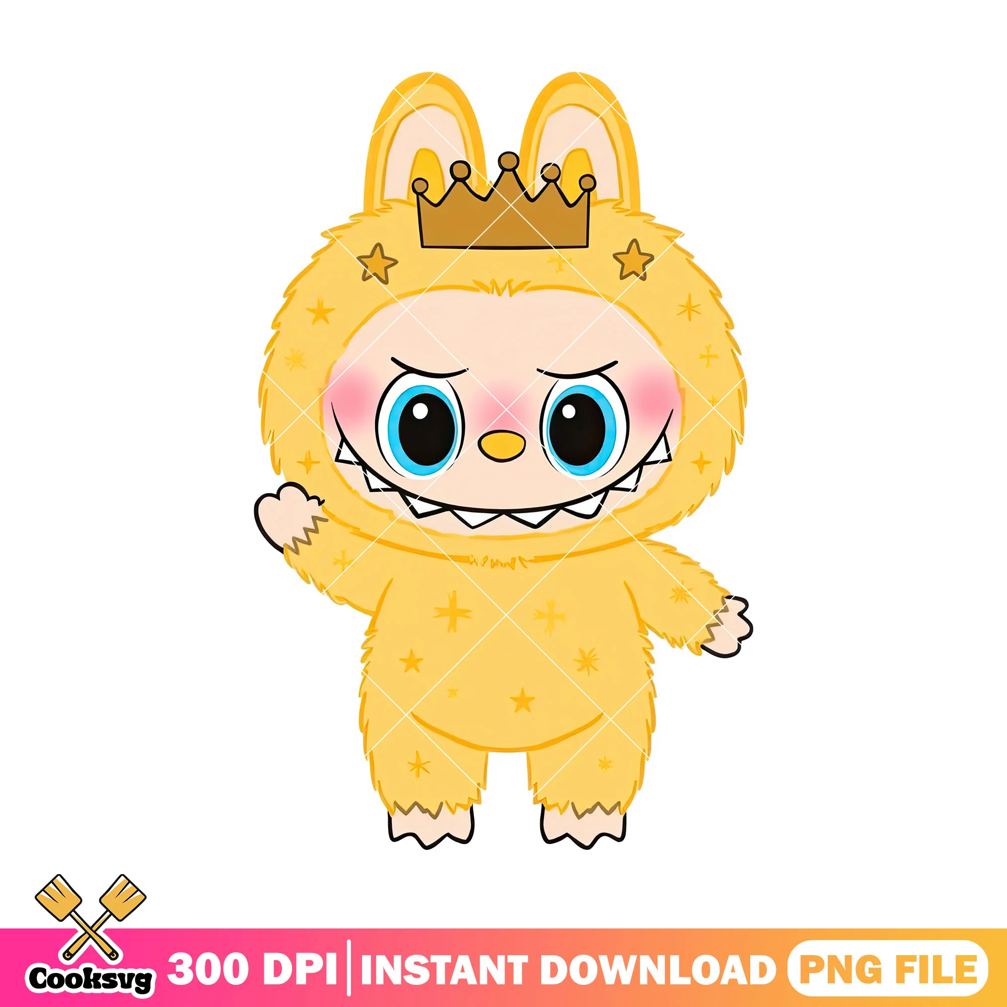 Labubu yellow monster png, labubu king png, labubu popmart png