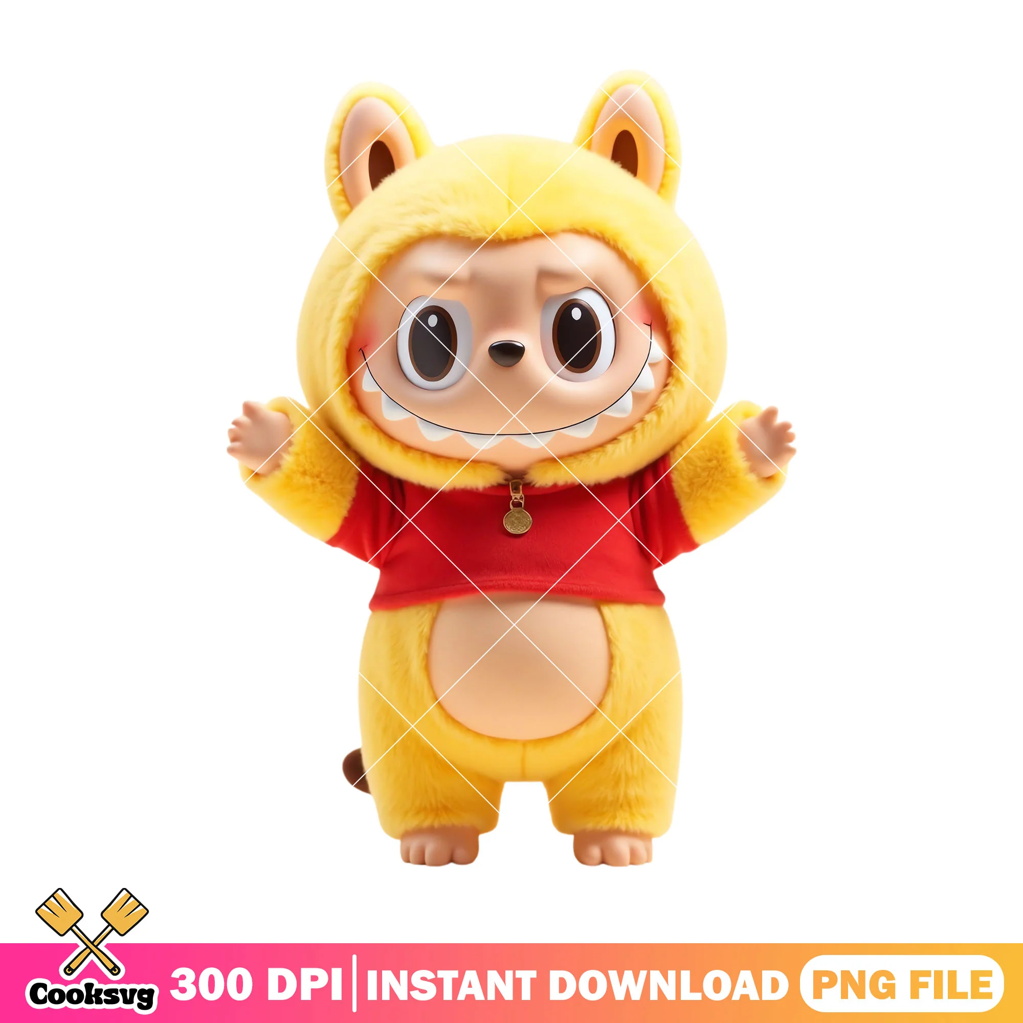Labubu yellow monster png, labubu doll png, labubu popmart png