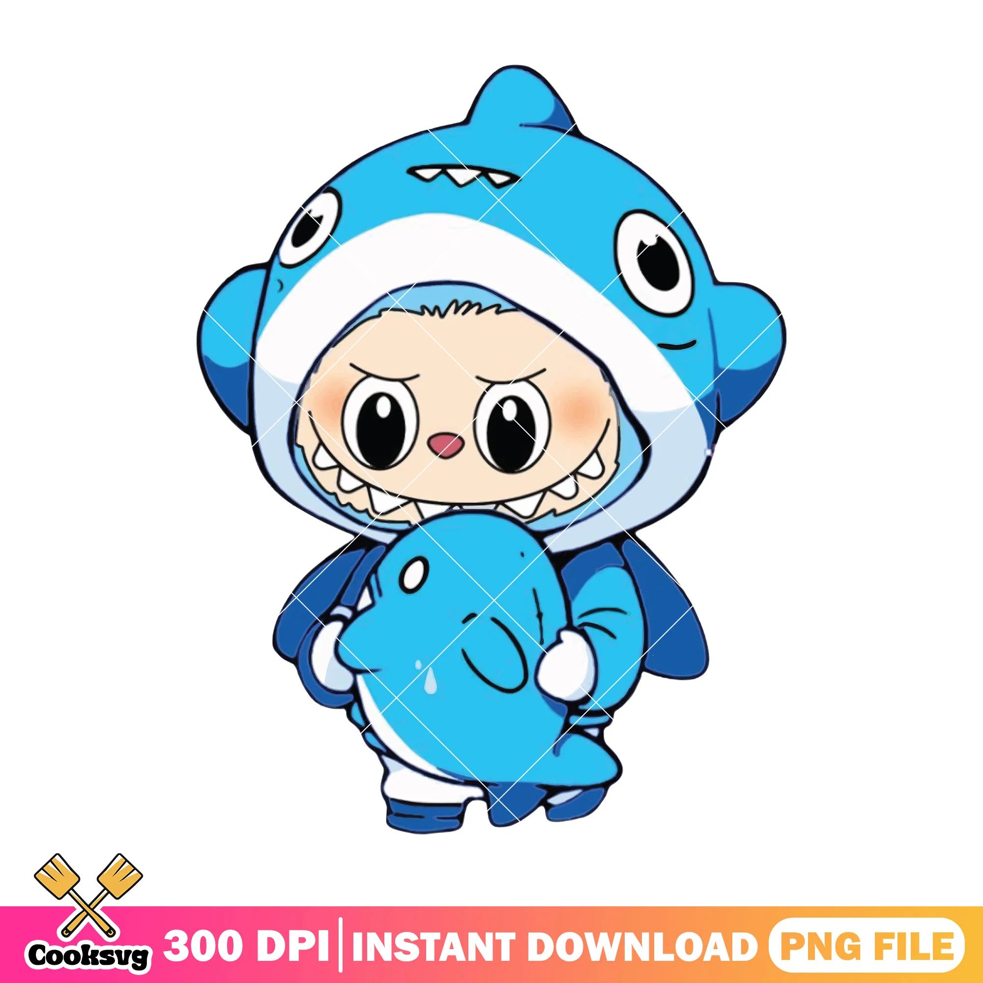 Labushark monster png, labubu happy png, labubu popmart png