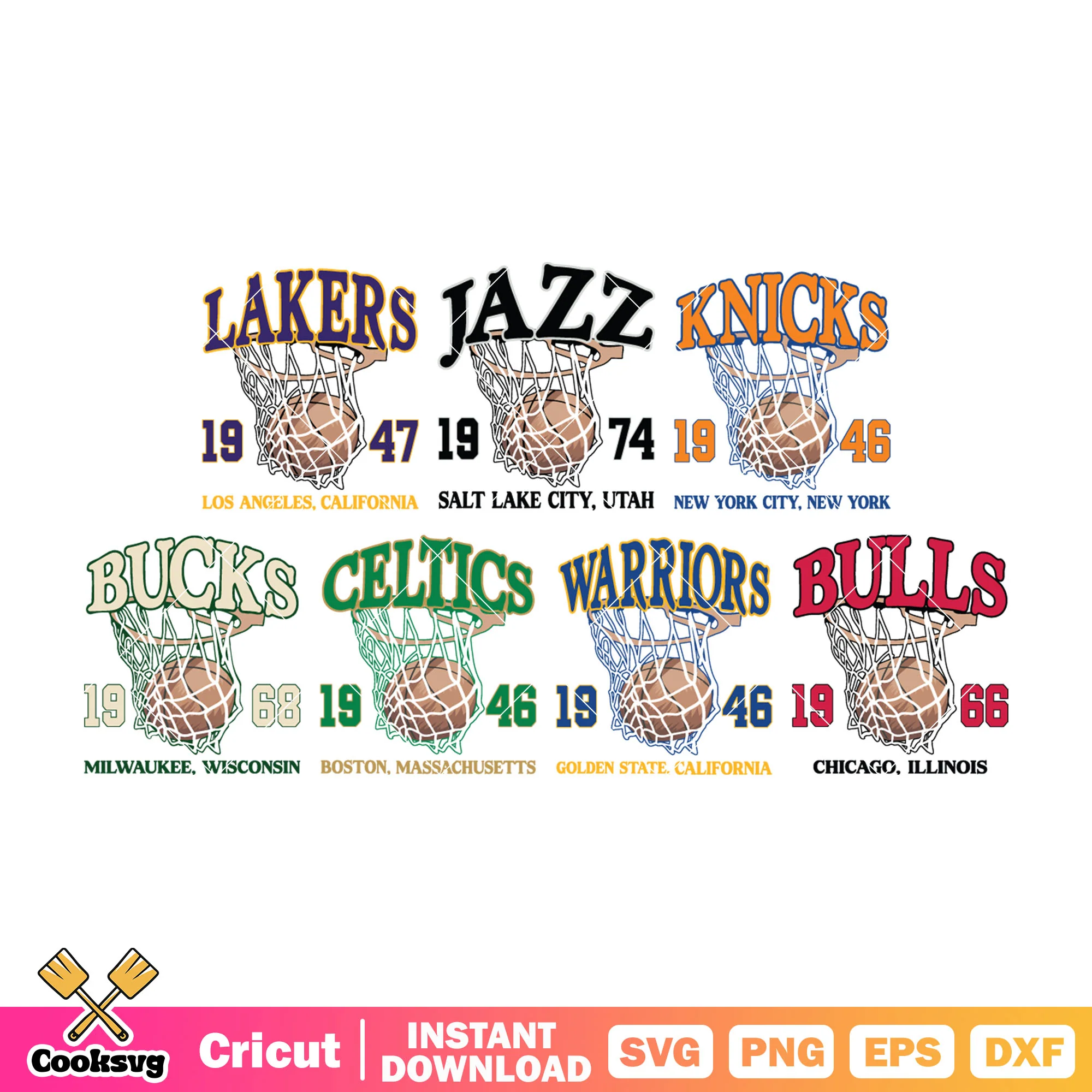 Lakers 1947 Los Angeles California bundle svg, all nba team svg