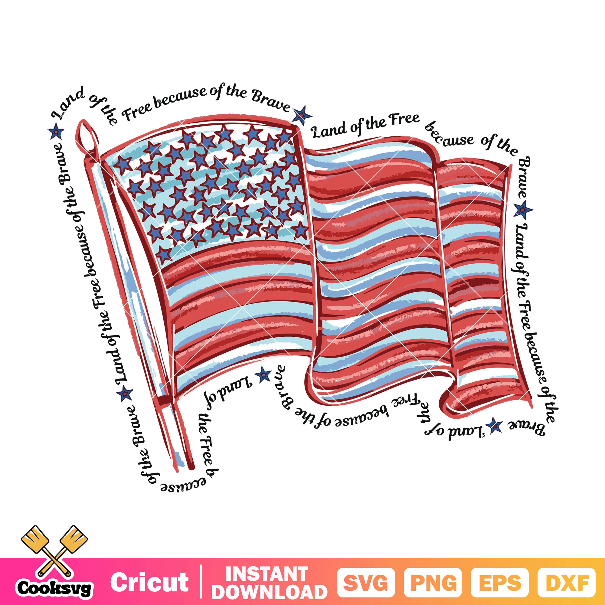 Land of the free because of the brave svg, american flag svg