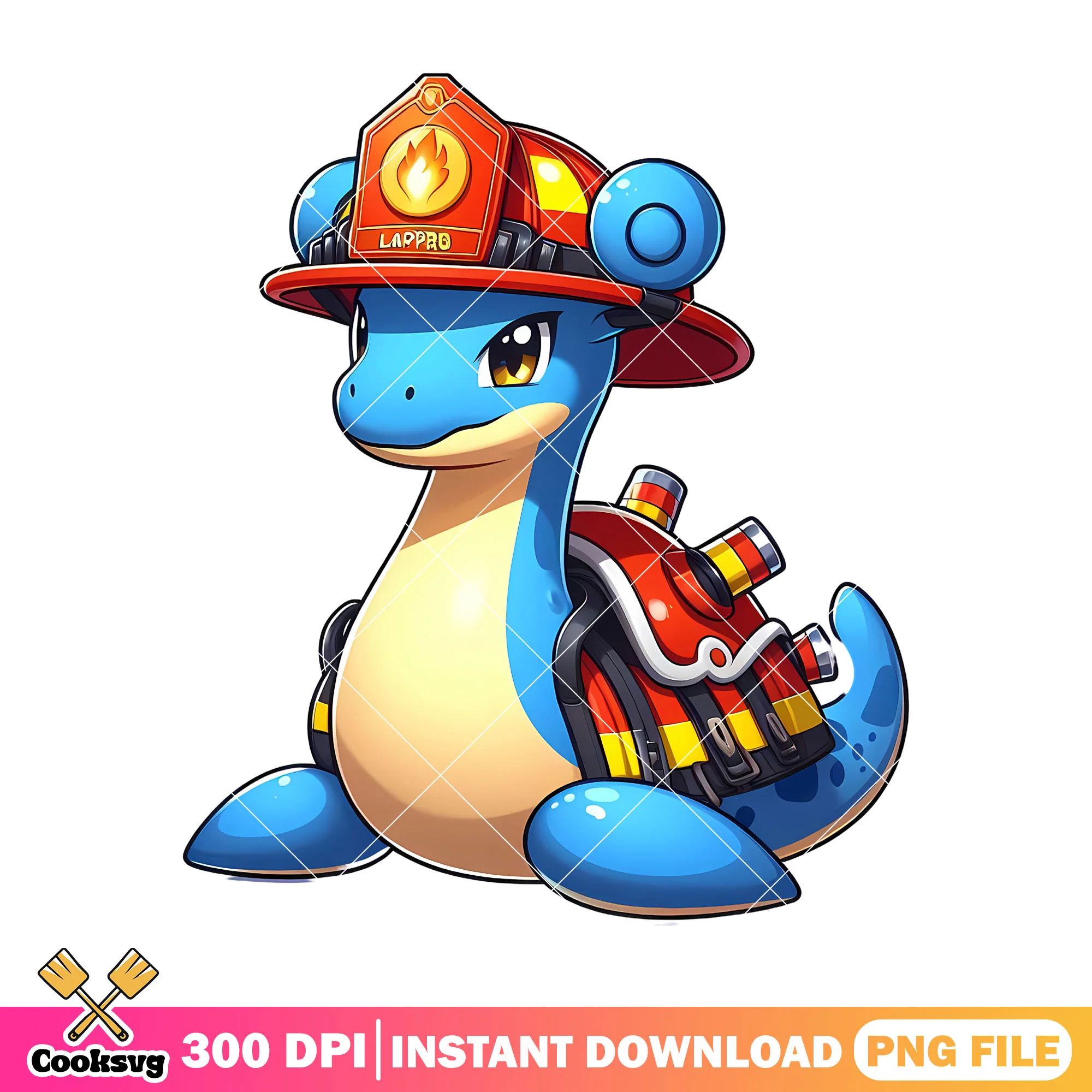 Lapras firefighter  image png, pokemon custome png, halloween png