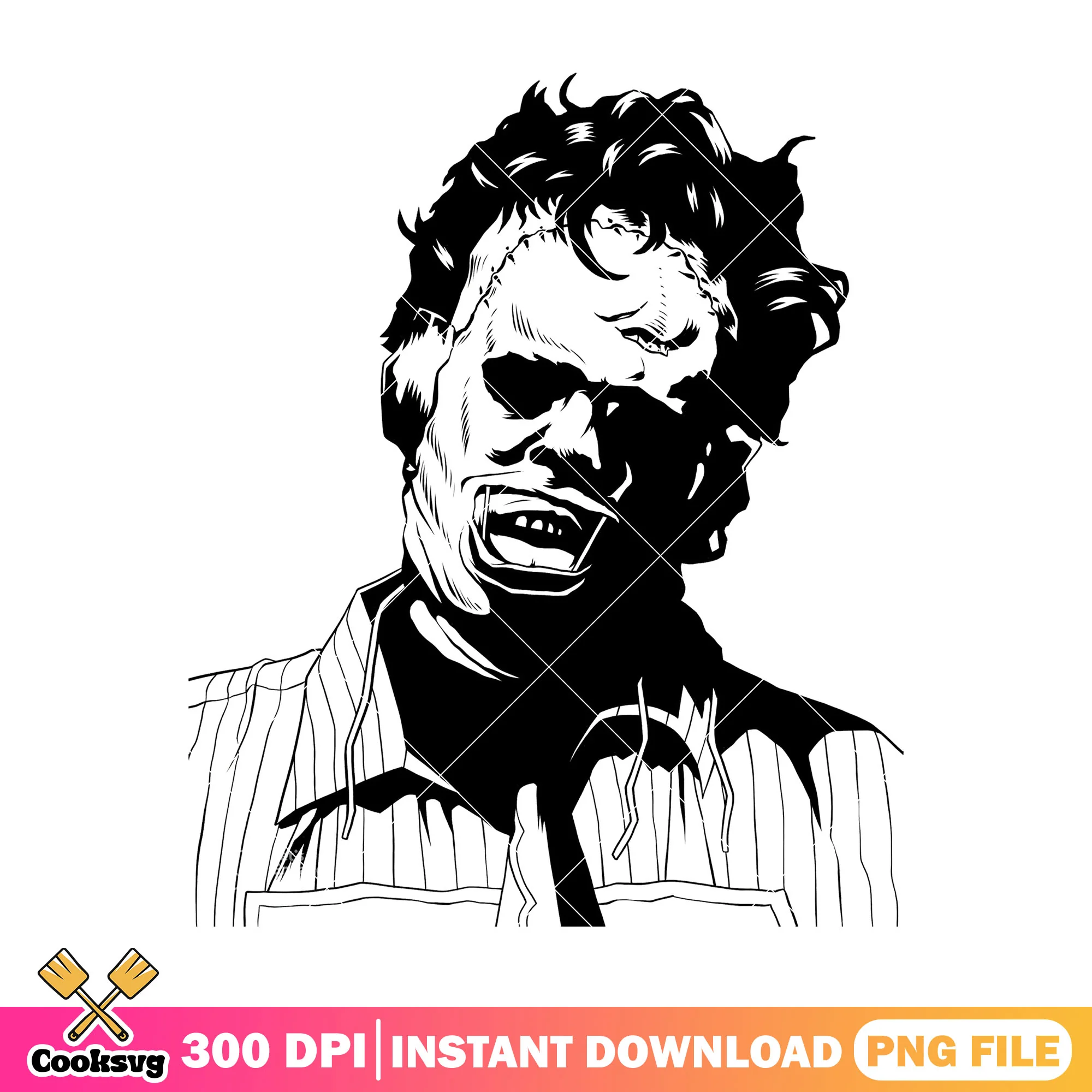 Leather face drawing design png, scary image png