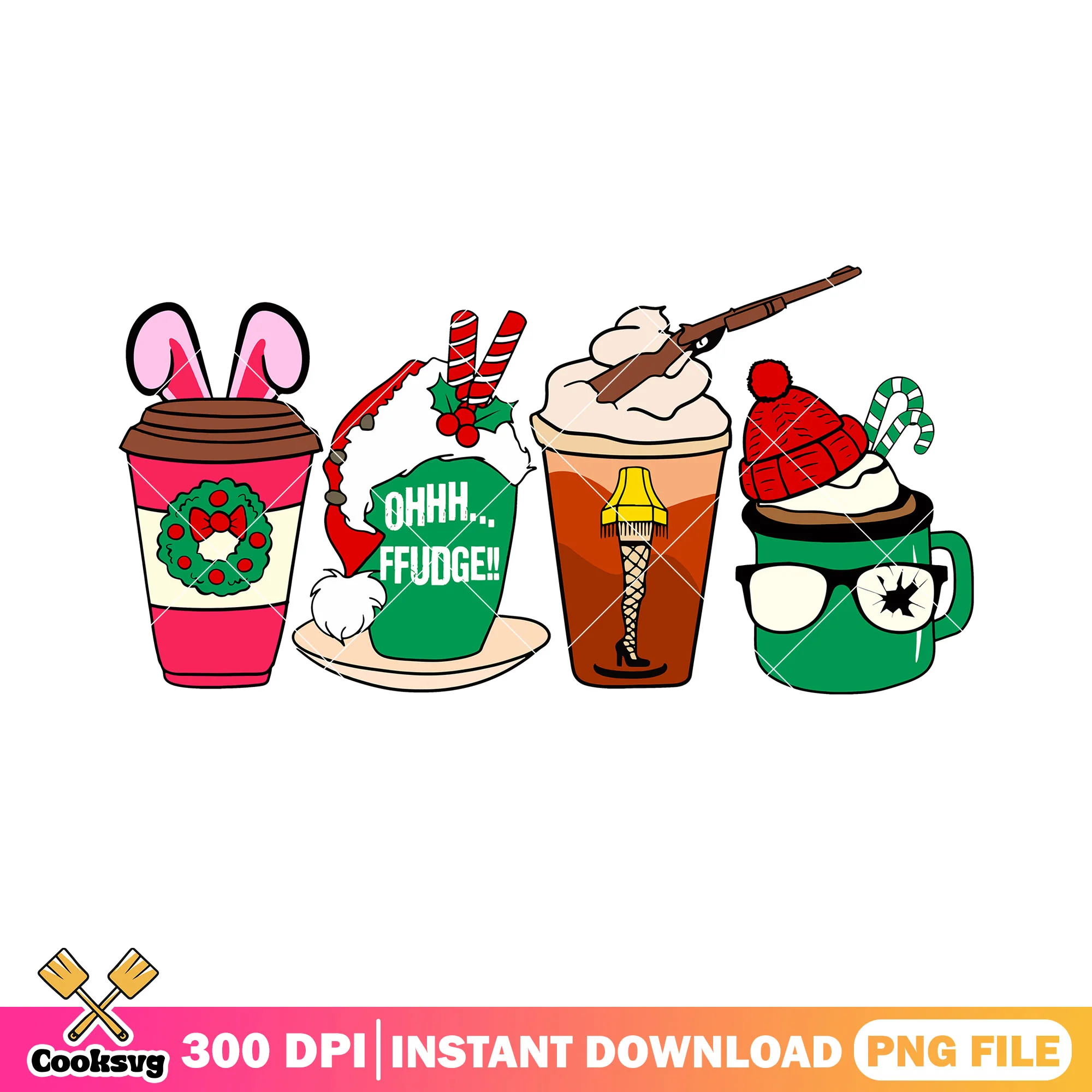Leg lamp christmas png, hot cocoa png, a christmas story png