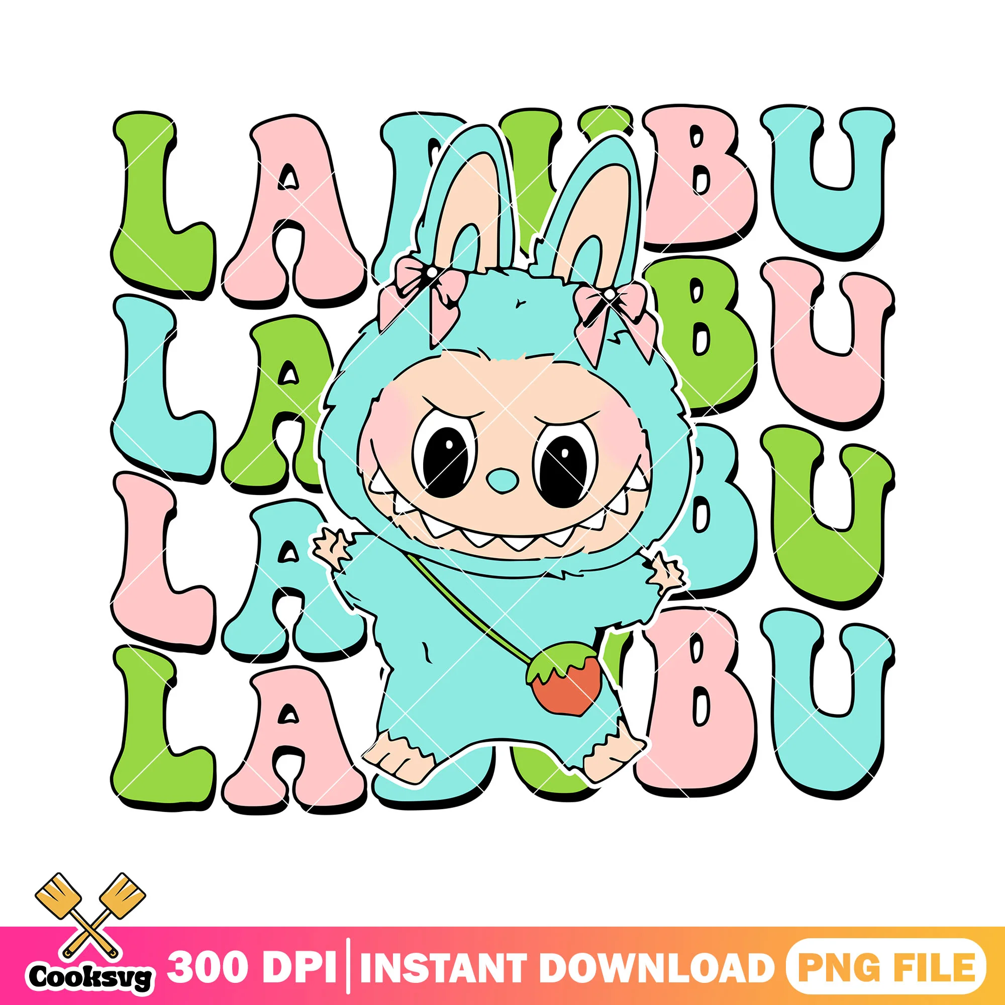 Light green labubu png, labubu plush png, standing labubu png