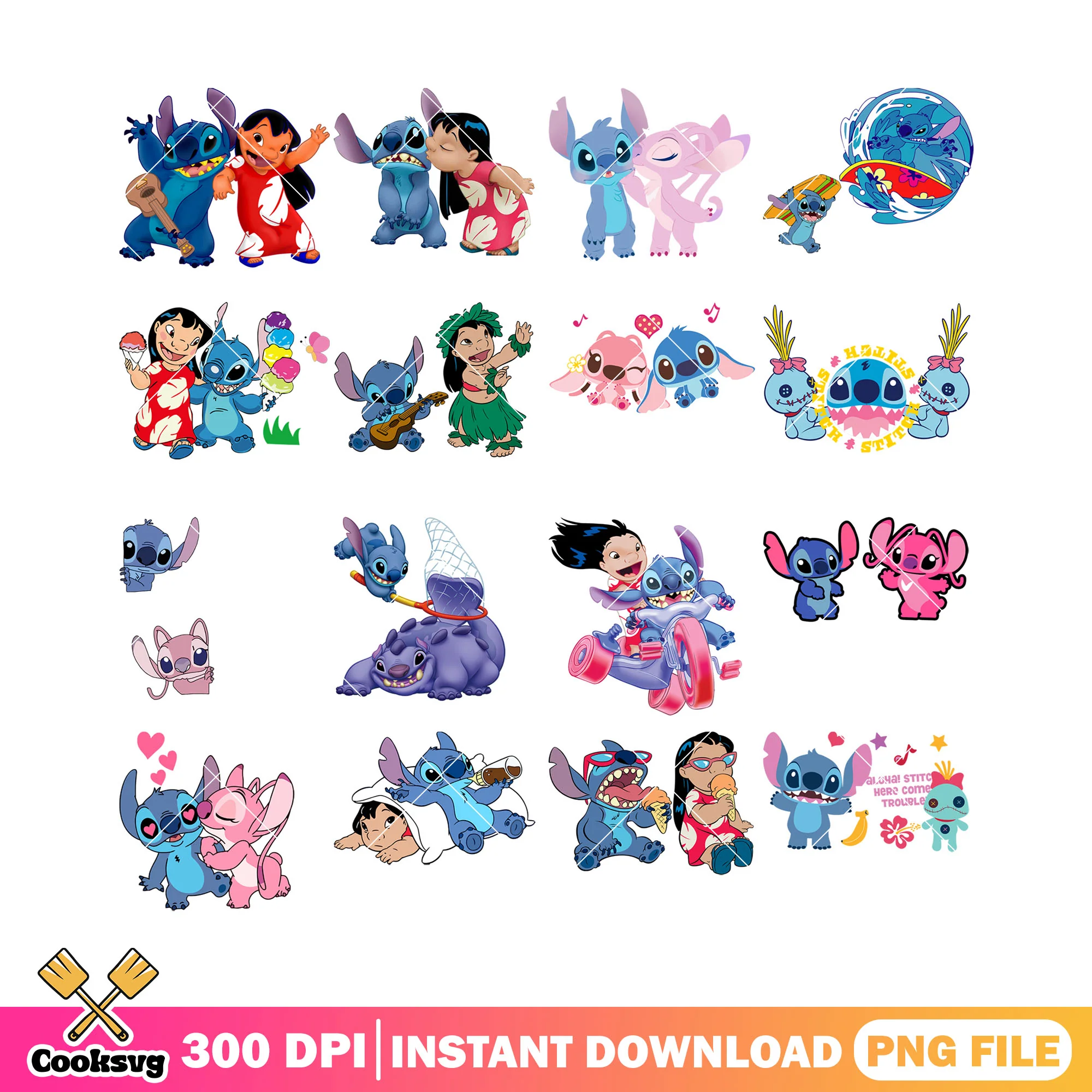 Lilo stitch love png bundle, lilo and stitch png, disney lilo stitch png