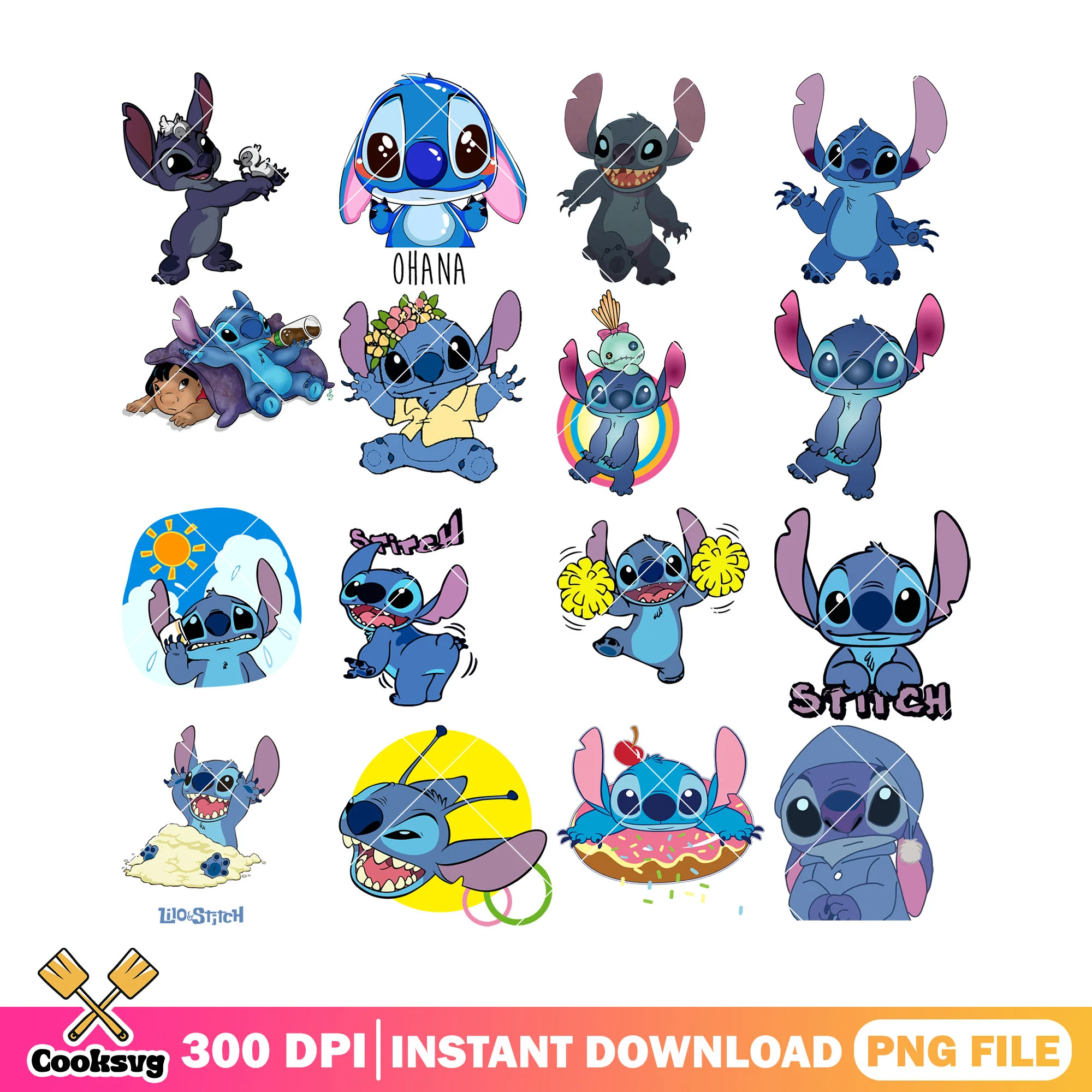 Lilo stitch ohana png bundle, ohana stitch png, disney stitch png