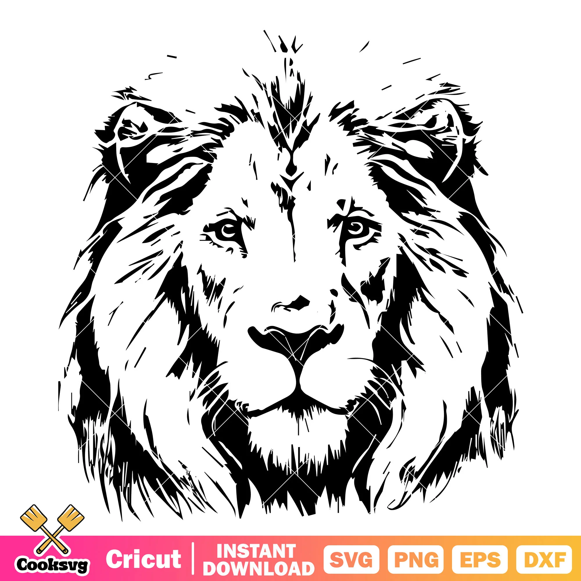 Lion king face black white svg, lion king svg, lion face svg
