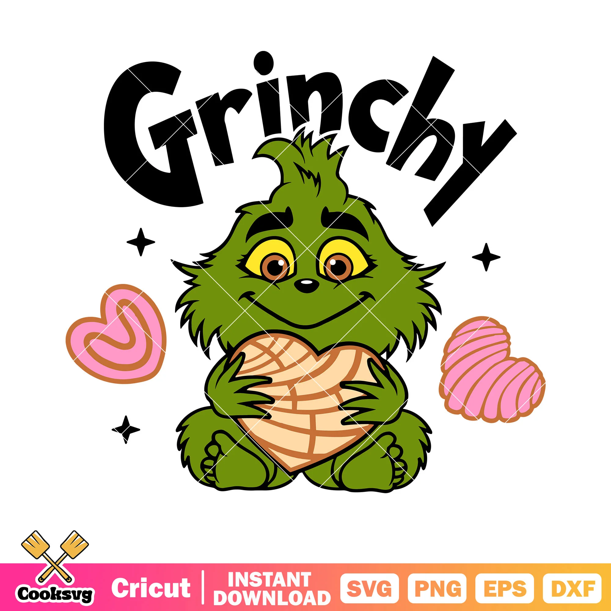 Little baby grinchy svg, pink heart svg, starry night svg