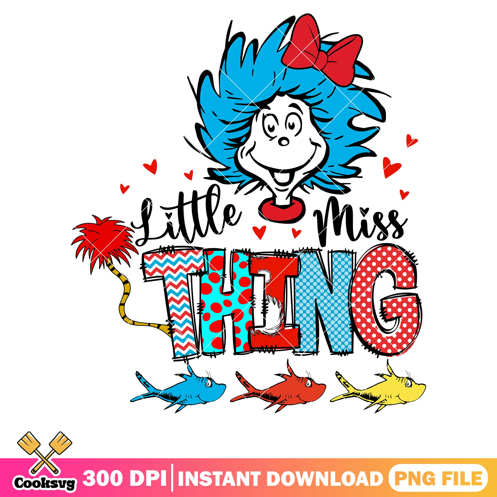 Little miss thing and fish png, dr seuss thing png, dr seuss fish png