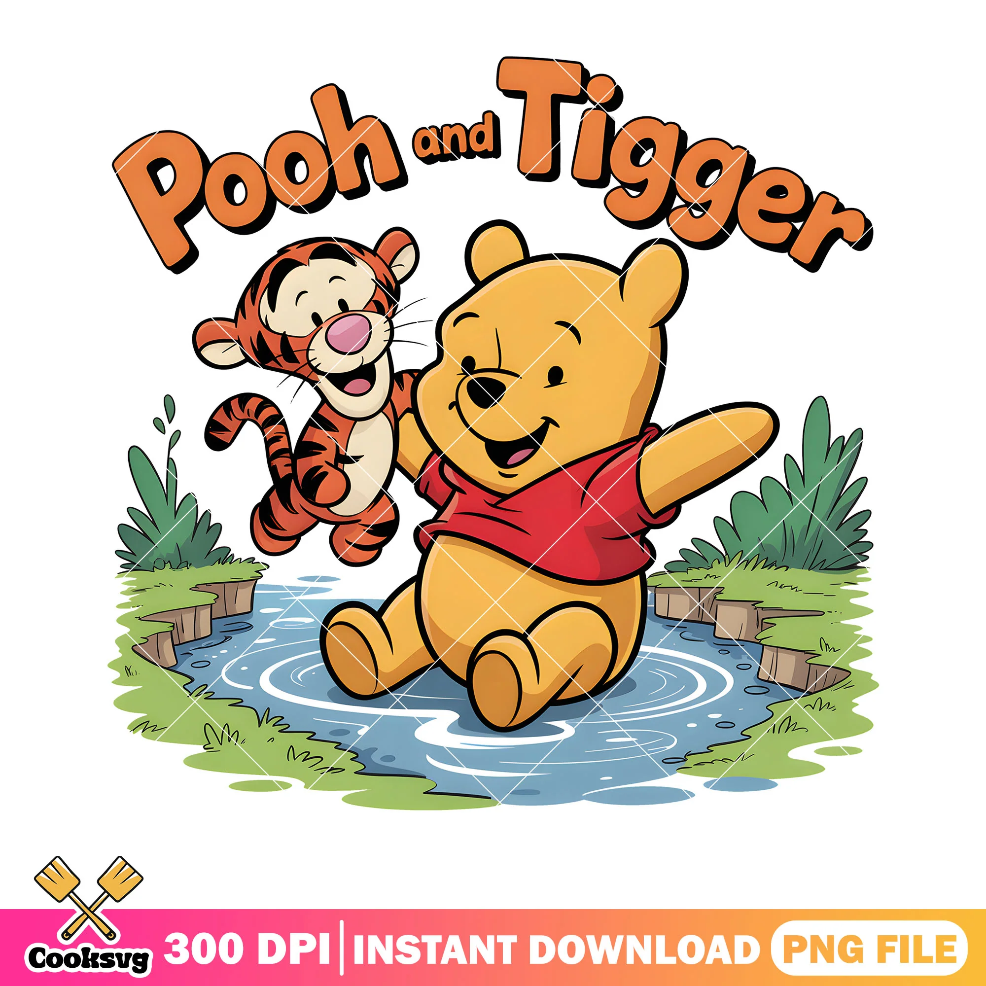 Little pooh and tiger poster png, pooh vibes png, disney tiger png