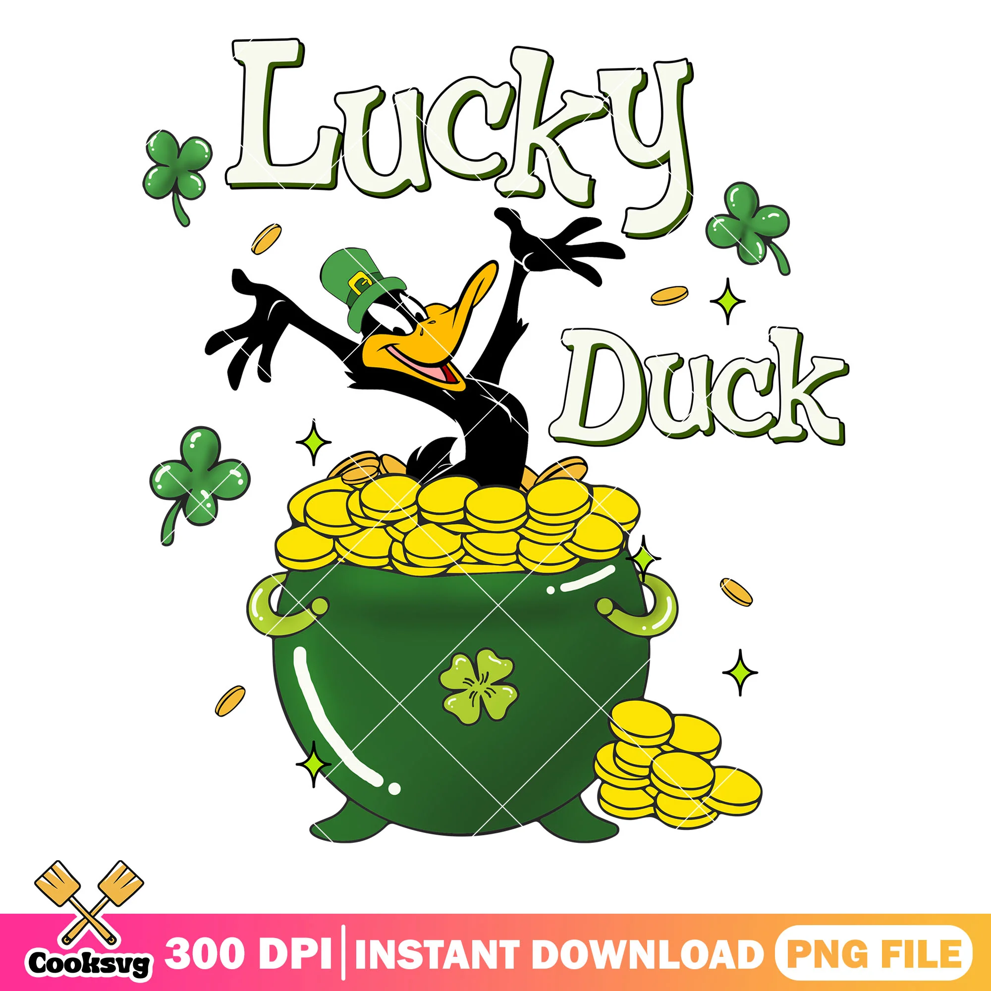 Looney Tunes lucky duck png, Looney Tunes cartoon png, patrick day png