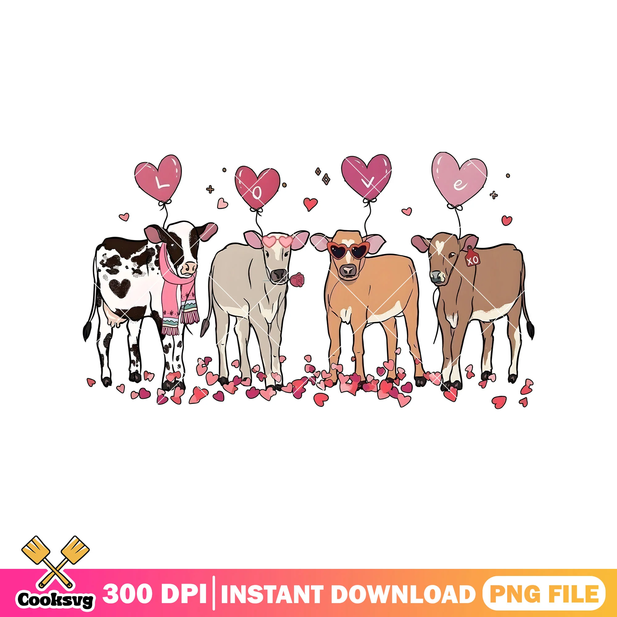 Love cow valentine vibes png file, cow valentine png, love valentine png