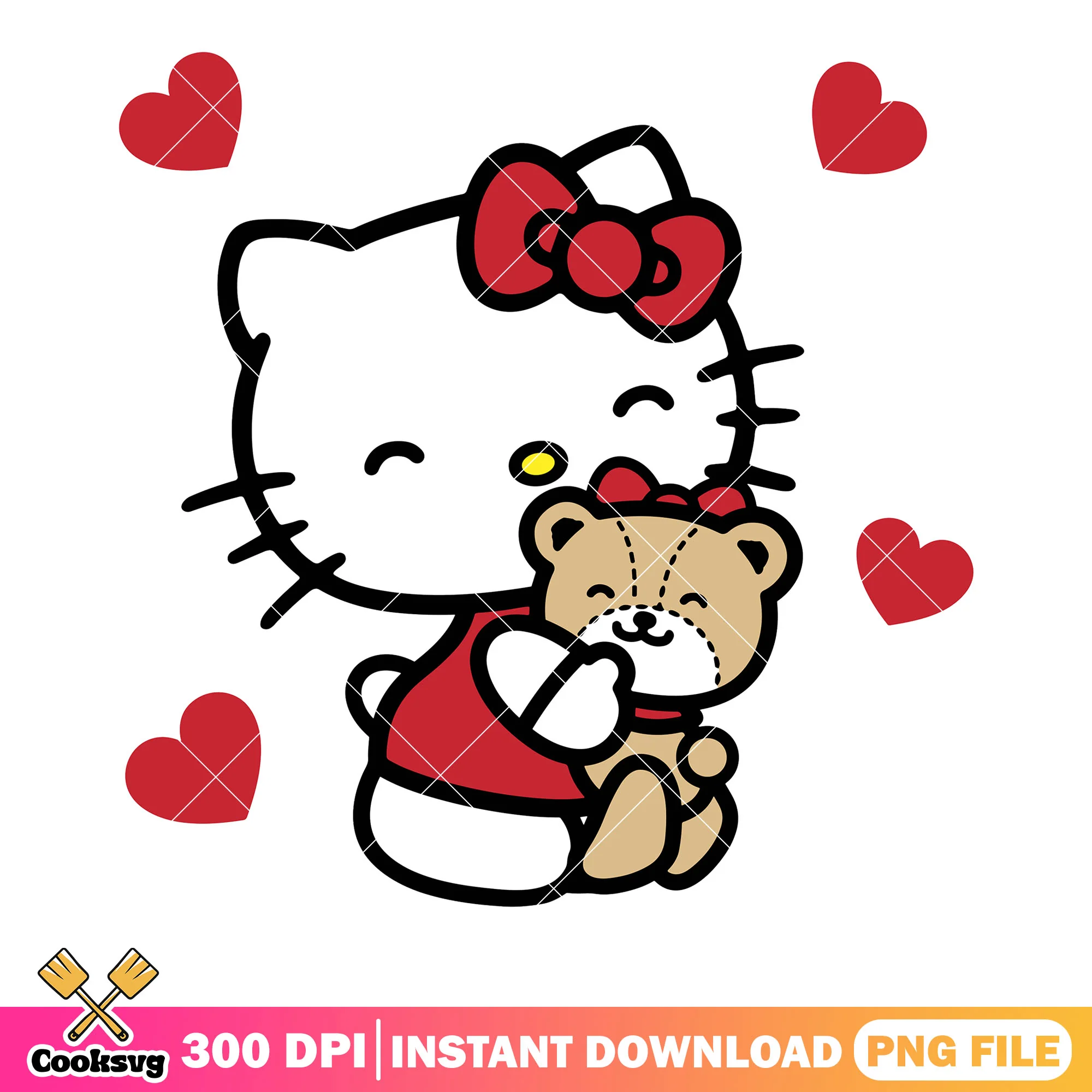 Love hello kitty teddy bear valentine png, sanrio png, valentine gifts png