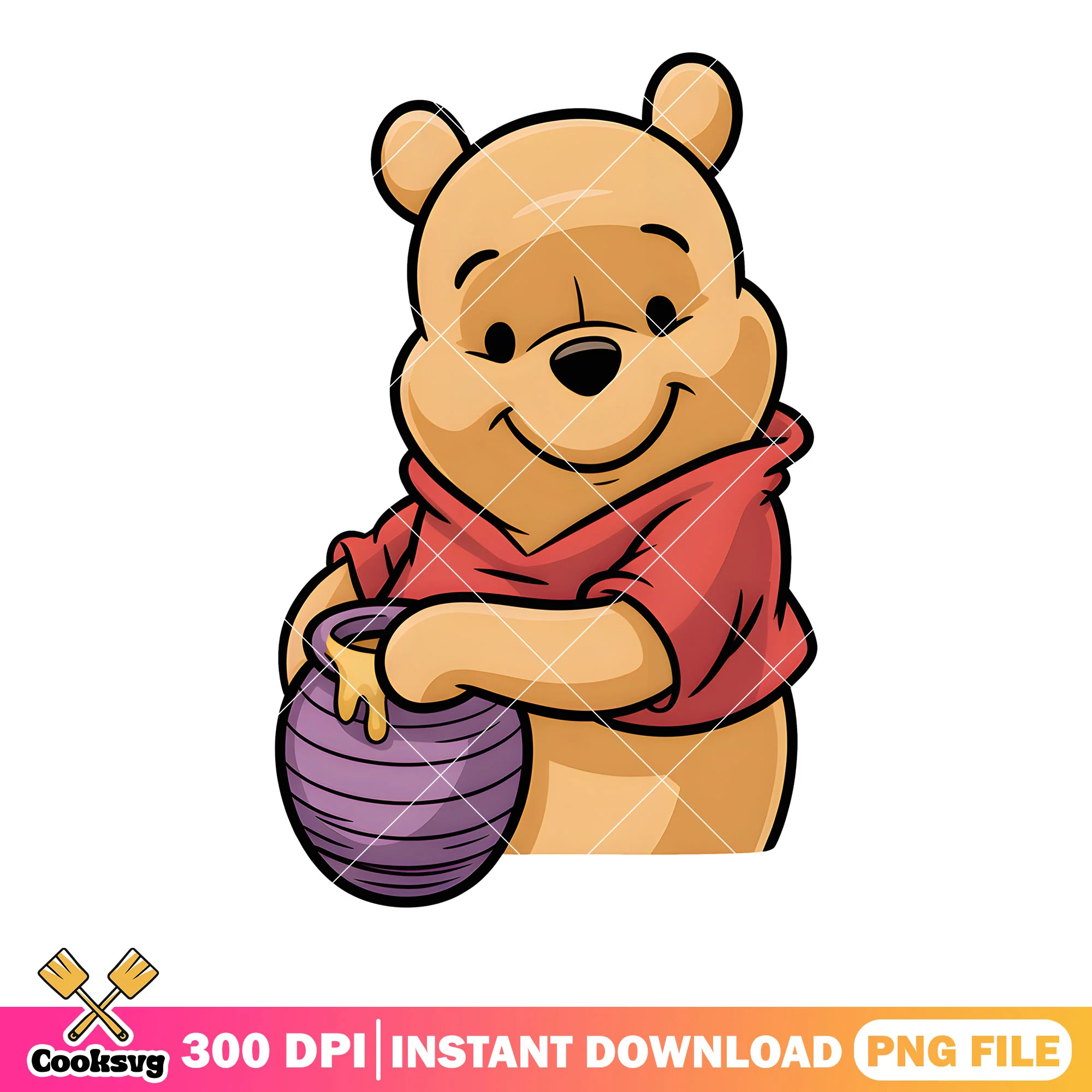 Love honey pooh jar png, classic pooh png, disney poster png