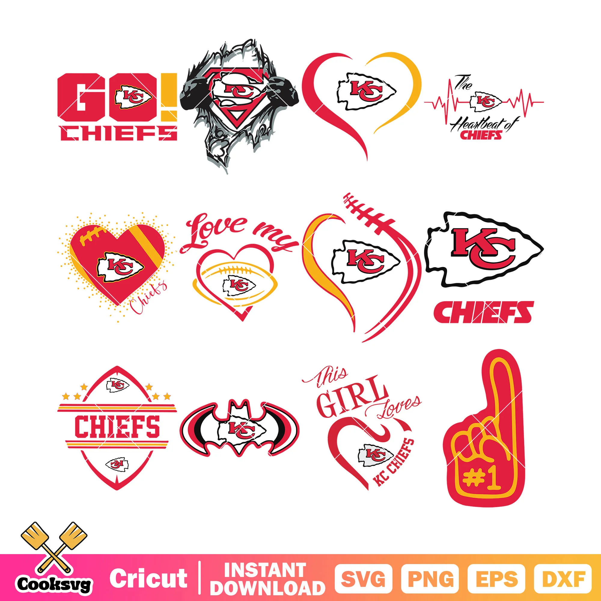 Love my chief bundle svg, Kansas City Chiefs bundle svg, batman bundle svg