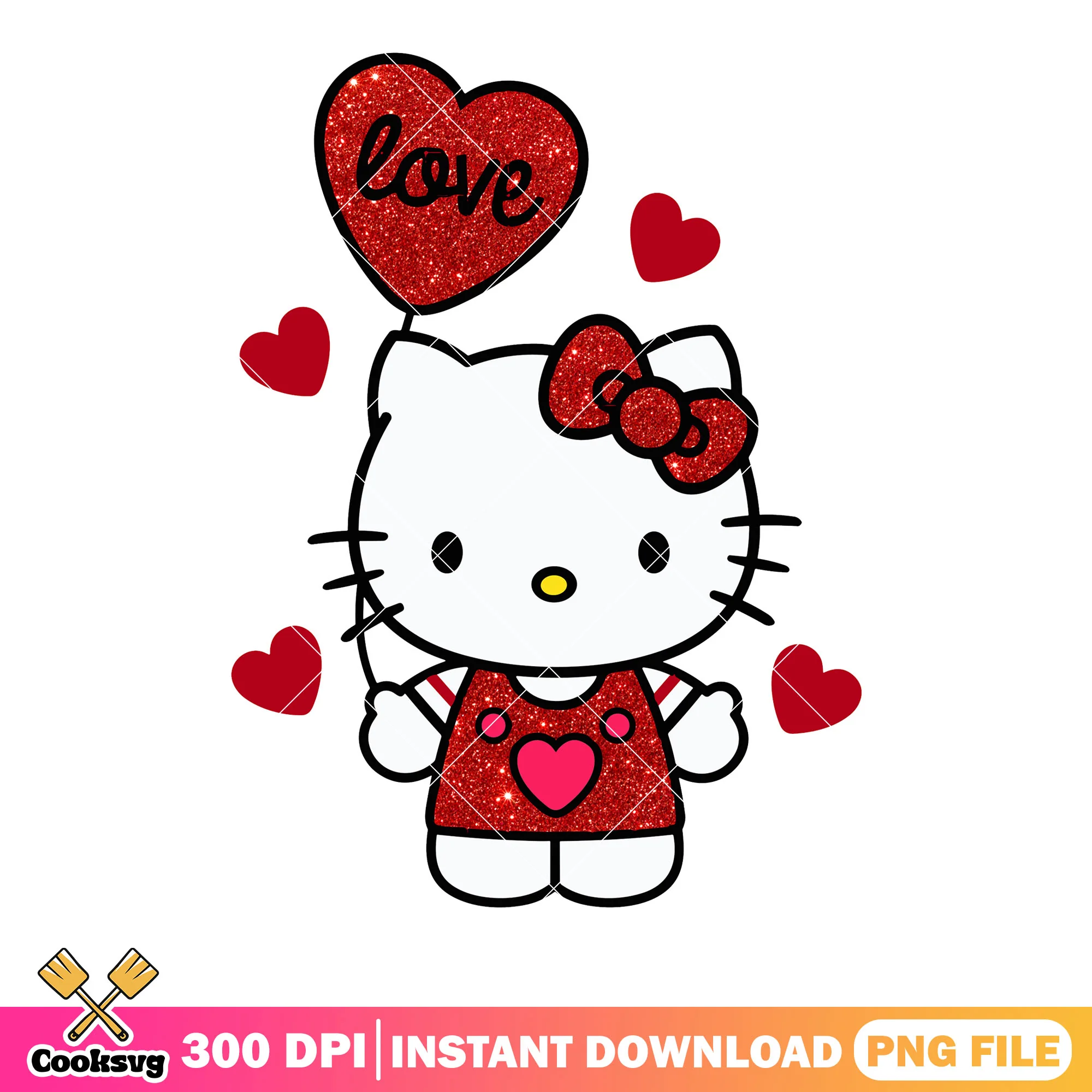 Love poster balloon sanrio png, valentines poster png, hello kitty png