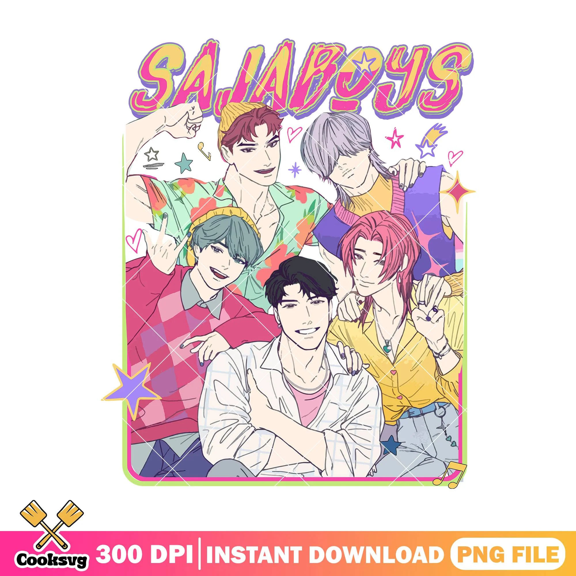 Love sajaboys band poster png, saja boys band png, kpop saja png