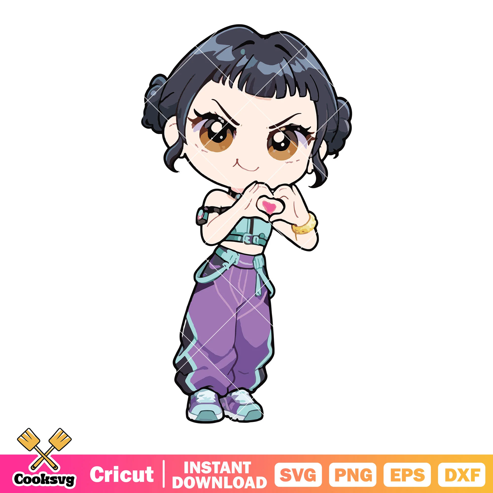 Love shot zoey chibi svg, zoey huntrix svg, kpop netflix svg