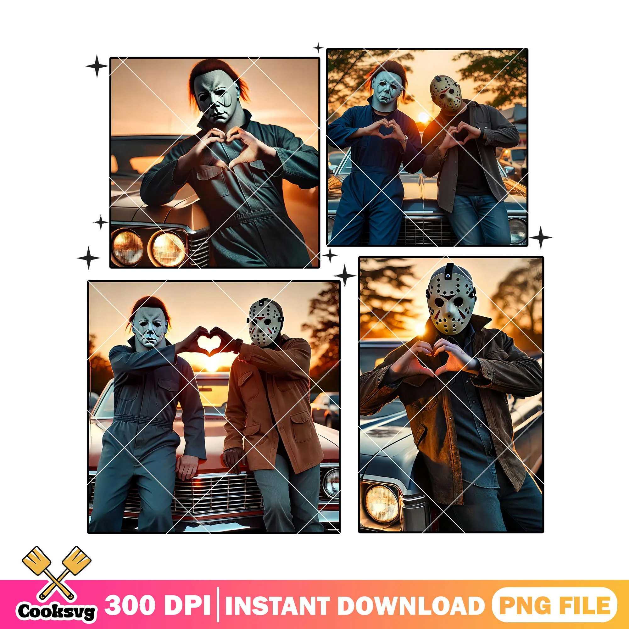 Love with friends png, friends horror png, halloween day png