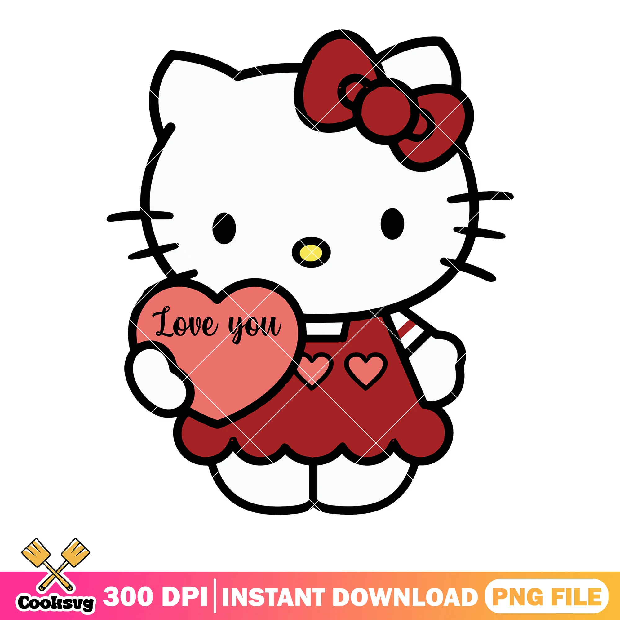 Love you kitty valentine png, hello kitty png, valentine vibes png