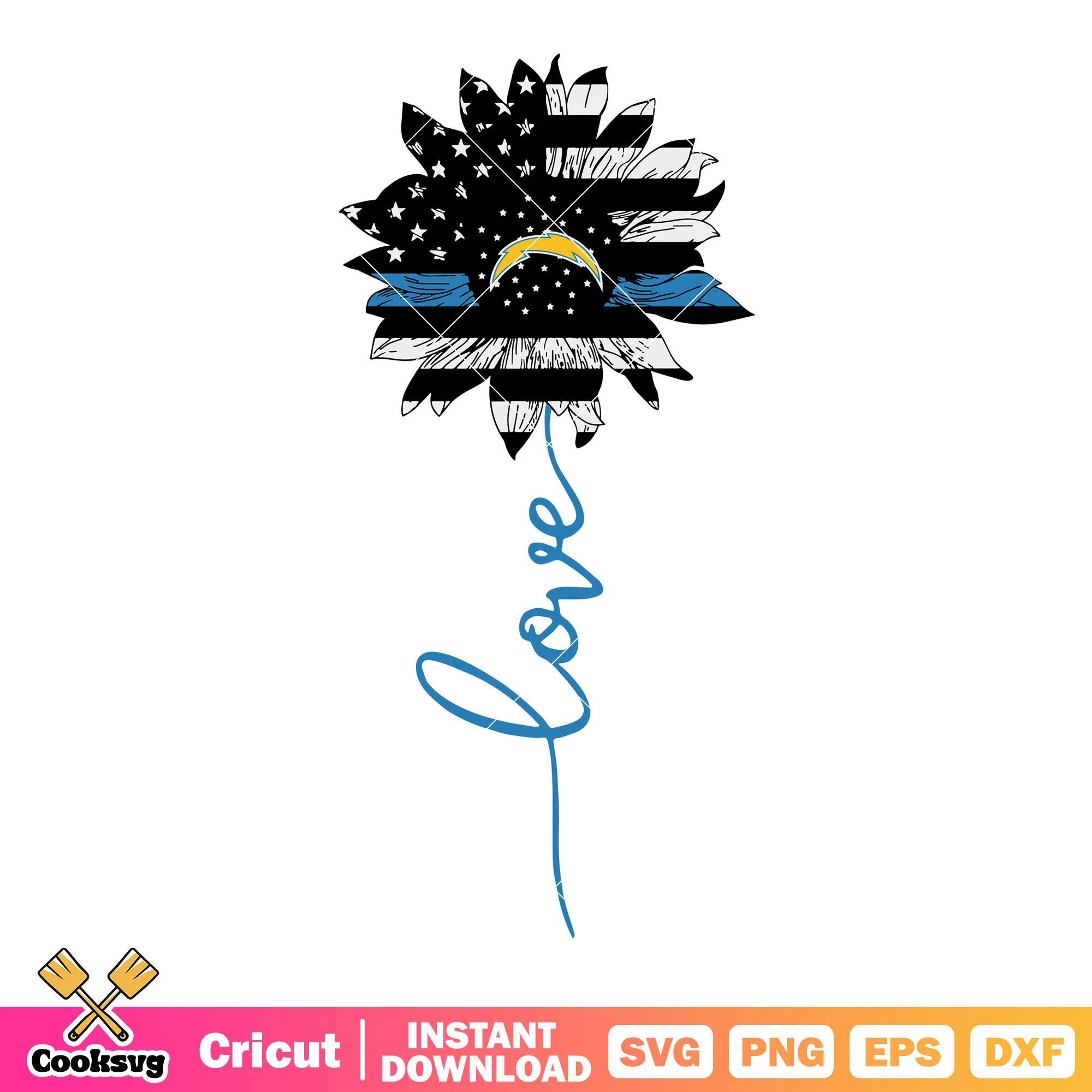 Lovely america flower svg, Los angeles chargers svg, sunflower svg