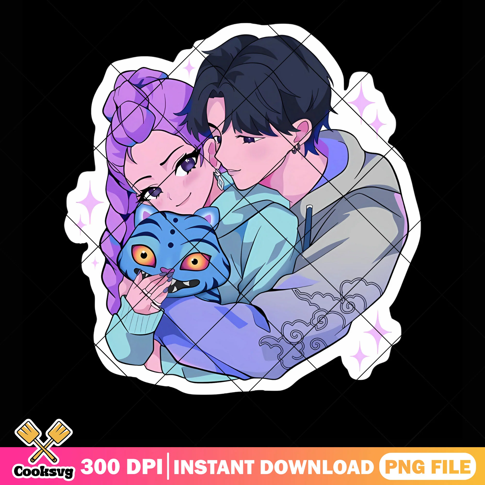 Lovely couple kpop demon png, rumi huntrix png, jinu saja boys png