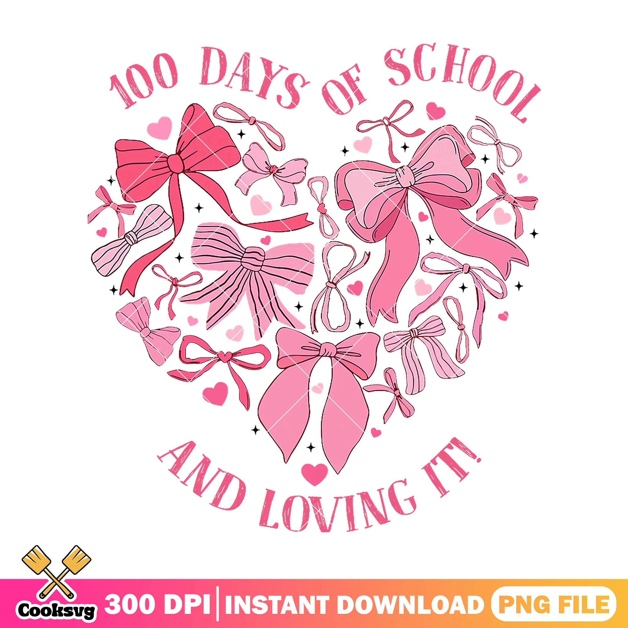 Loving 100 days of school png, heart design png, back to school png