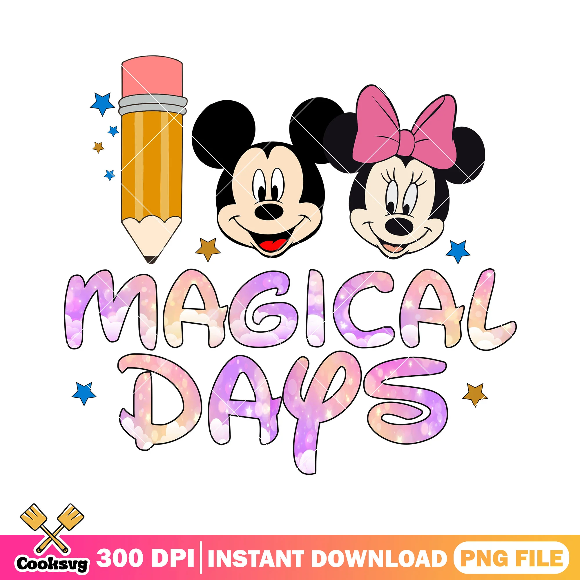 Magical days disney png, disney cartoon png, back to school student png