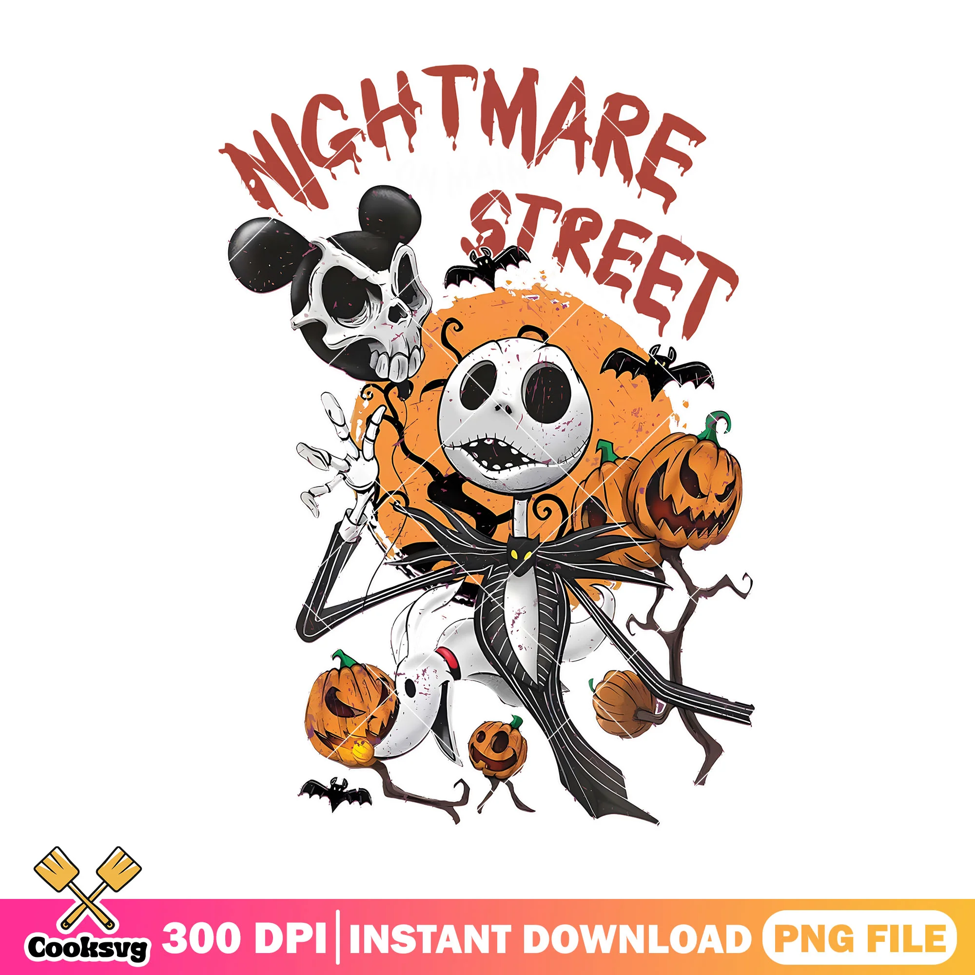 Main street nightmare png, halloween costume png, jack skellington art png