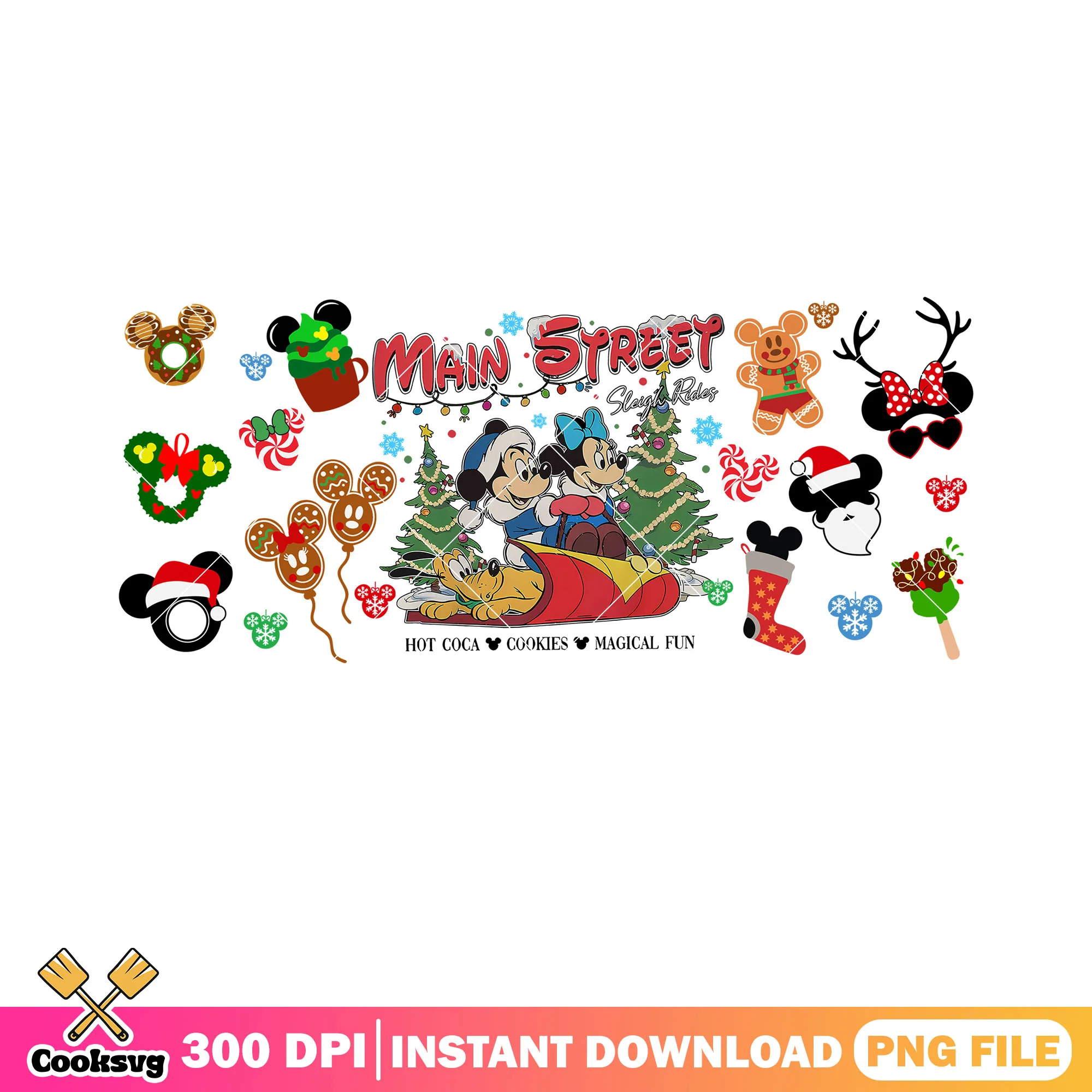 Main street sleigh rides png, christmas tree png, disney christmas png