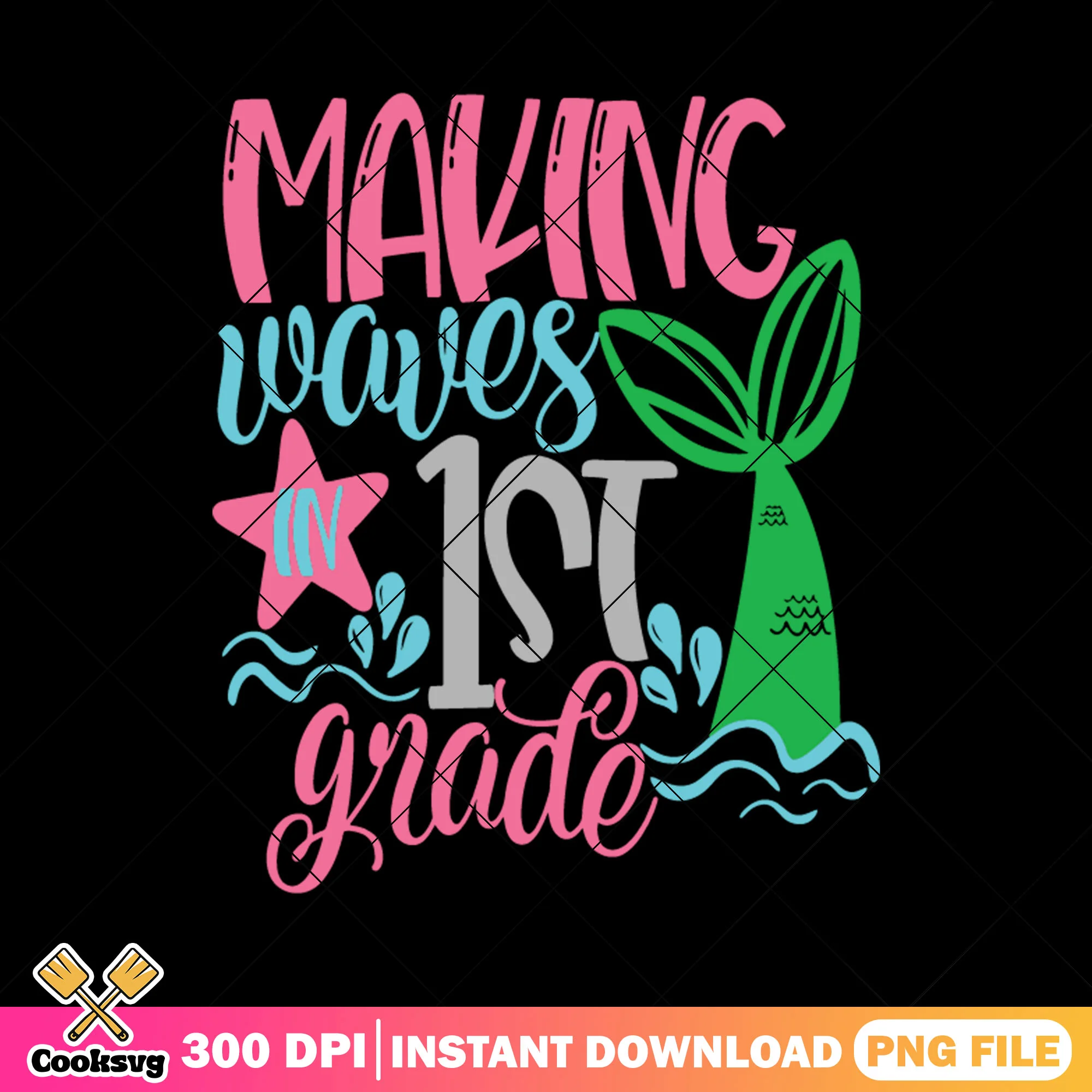 Making waves 1st grade png, back to school poster png, green tree png