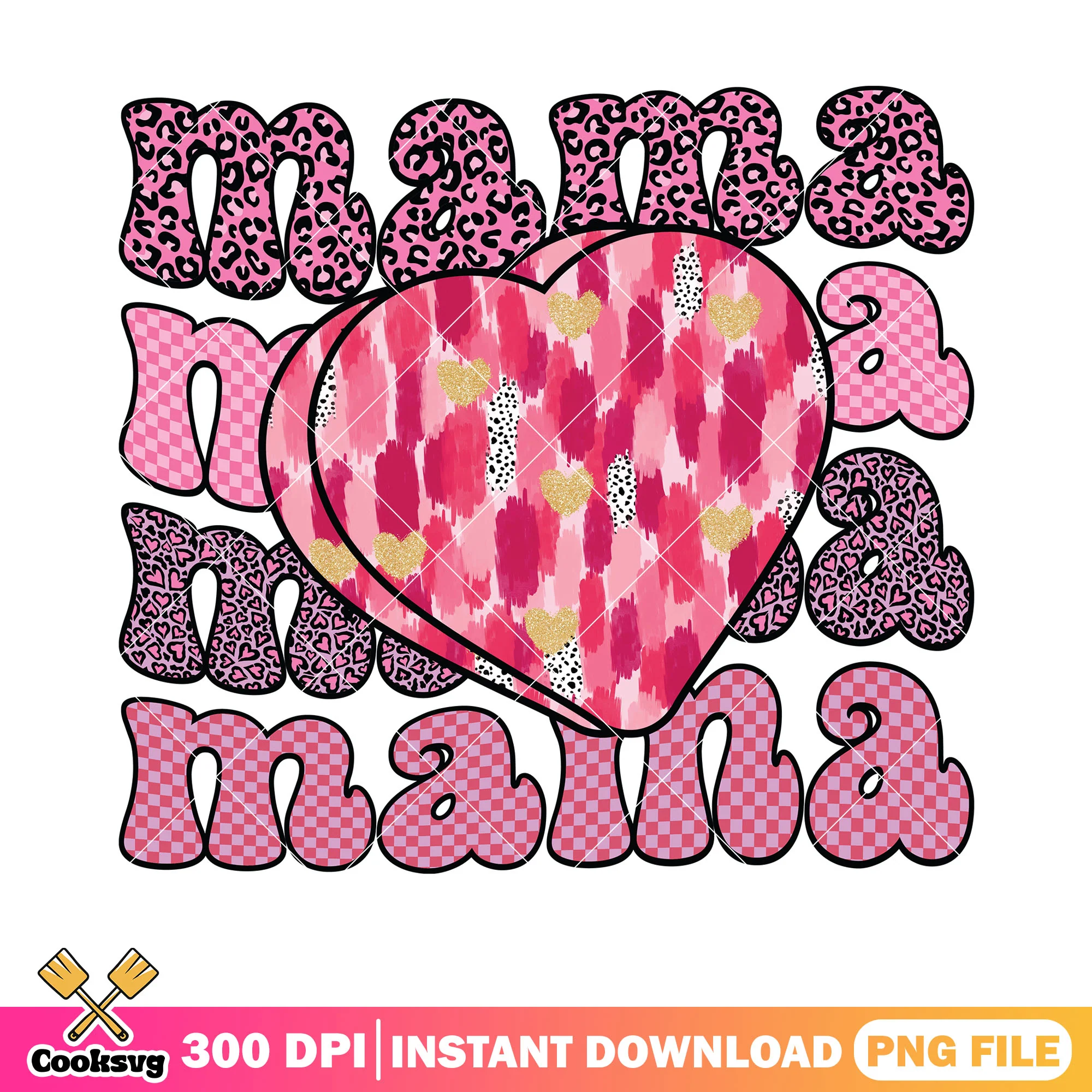 Mama heart love valentine png, valentine heart png, valentine vibes png