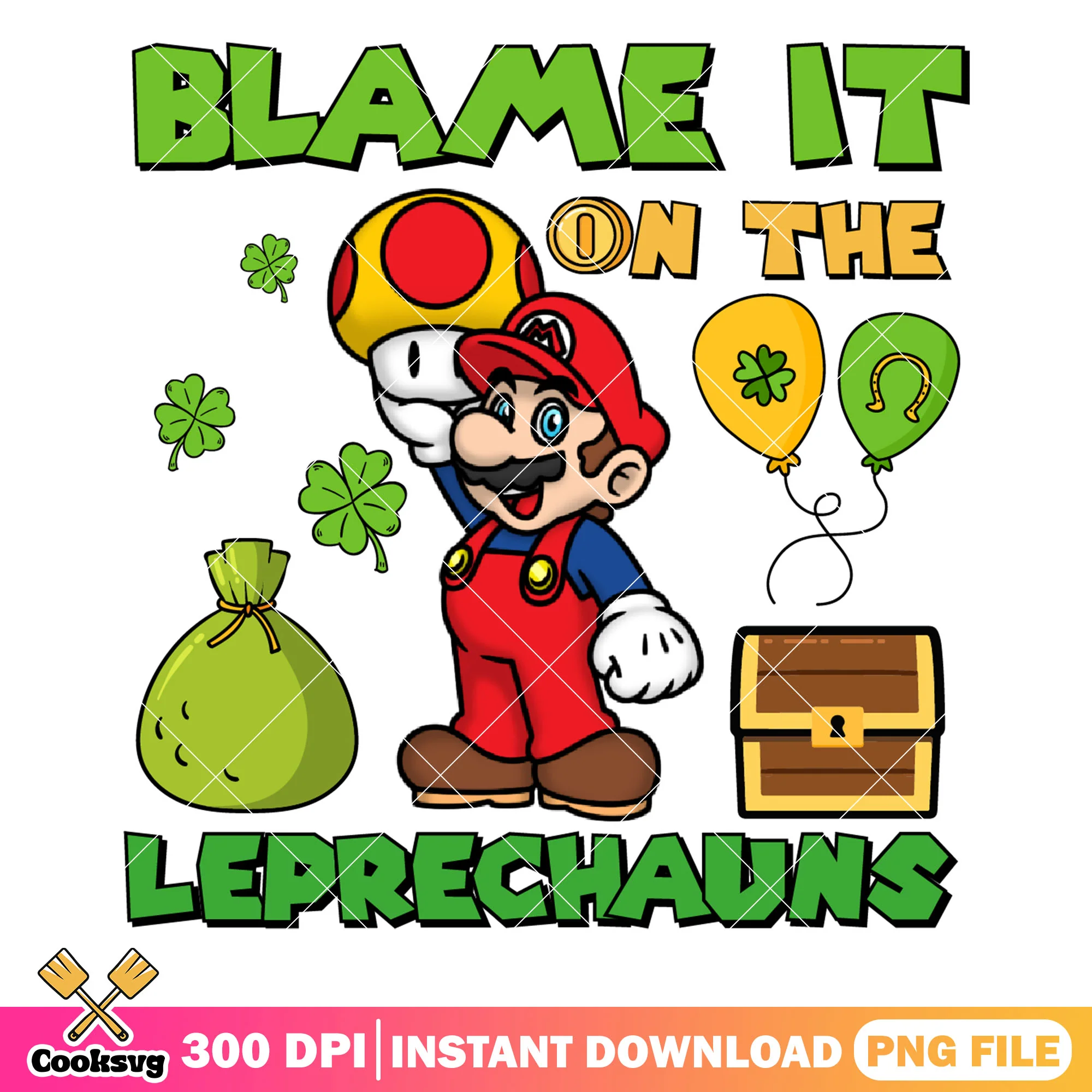 Mario blame it on the leprechauns png, st patricks day png