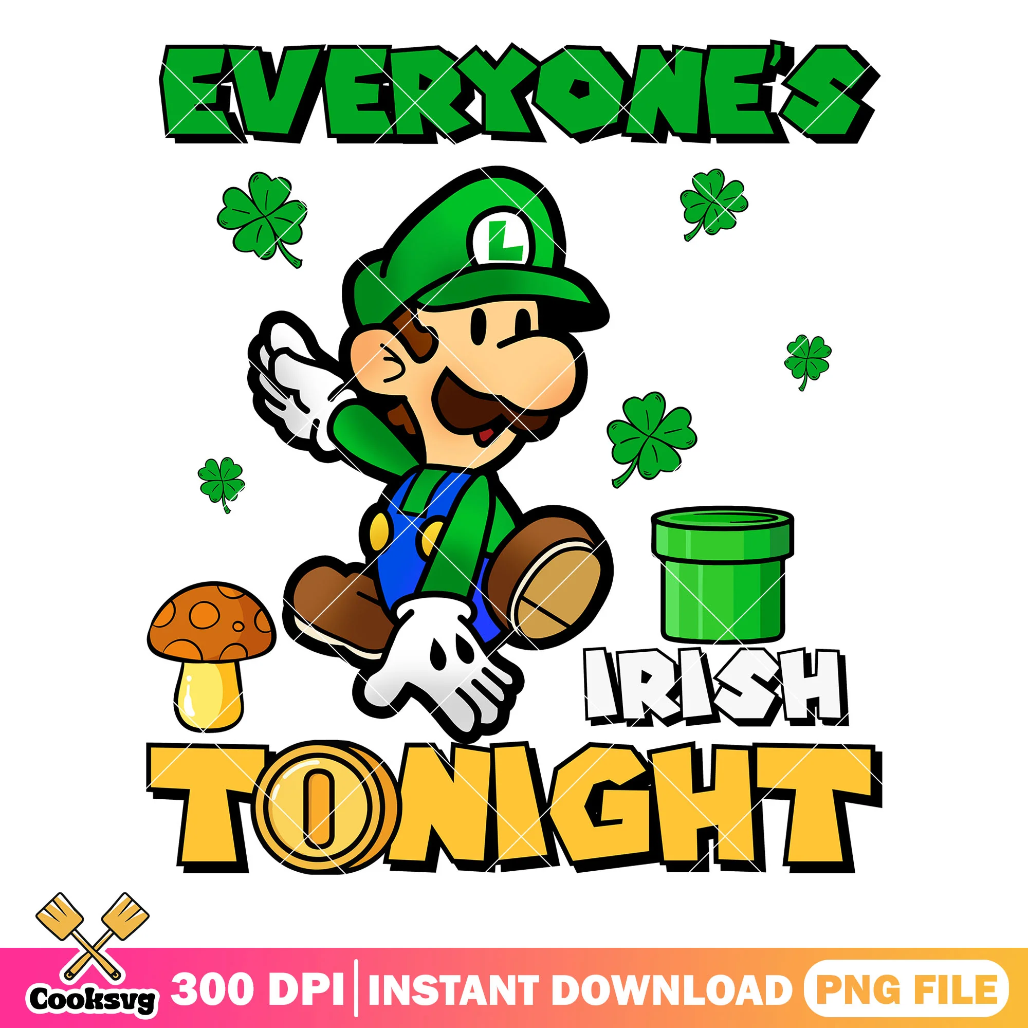 Mario brother everyones irish tonight png, mario st patrick's day png