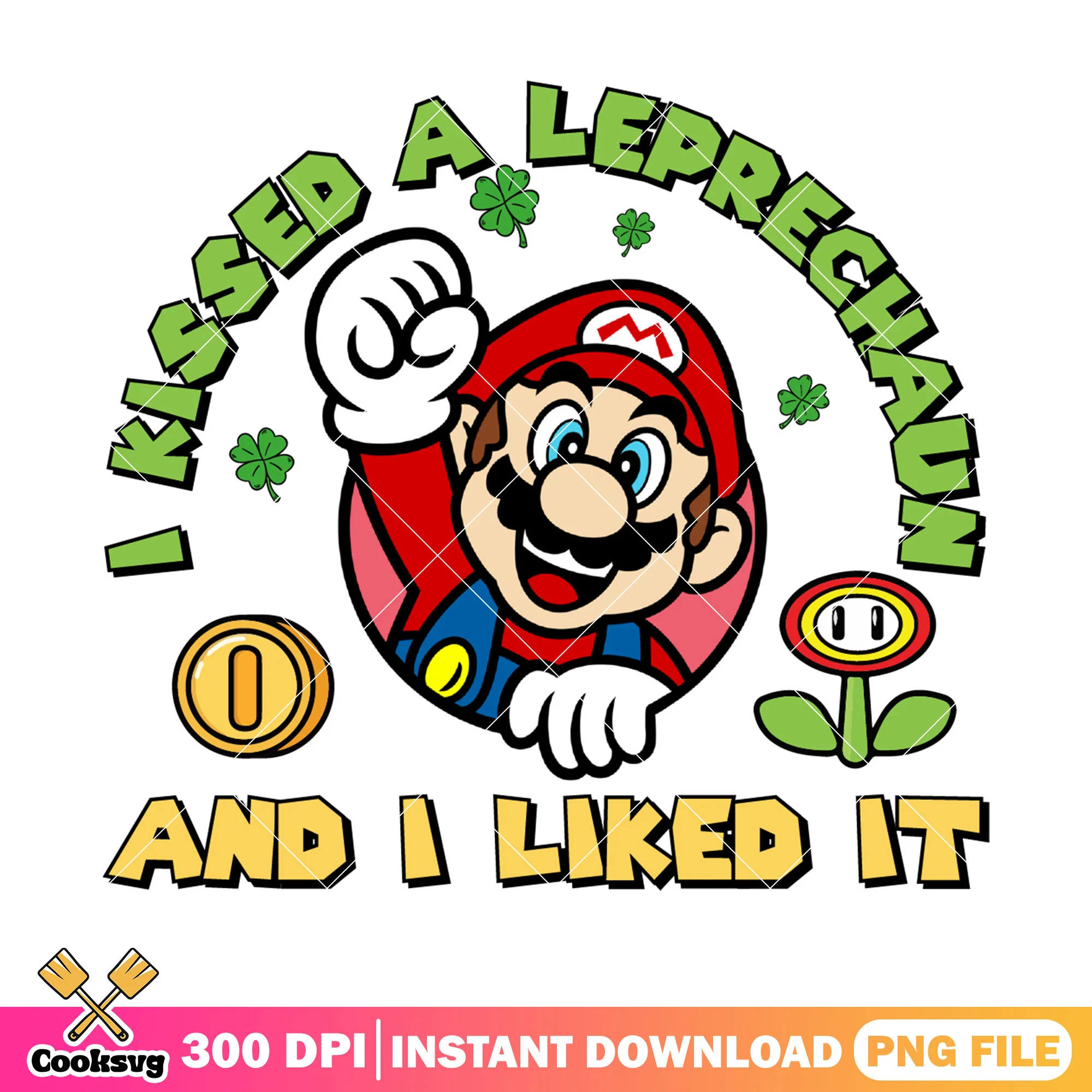 Mario kissed a leprechaun png, mario st. patrick day png