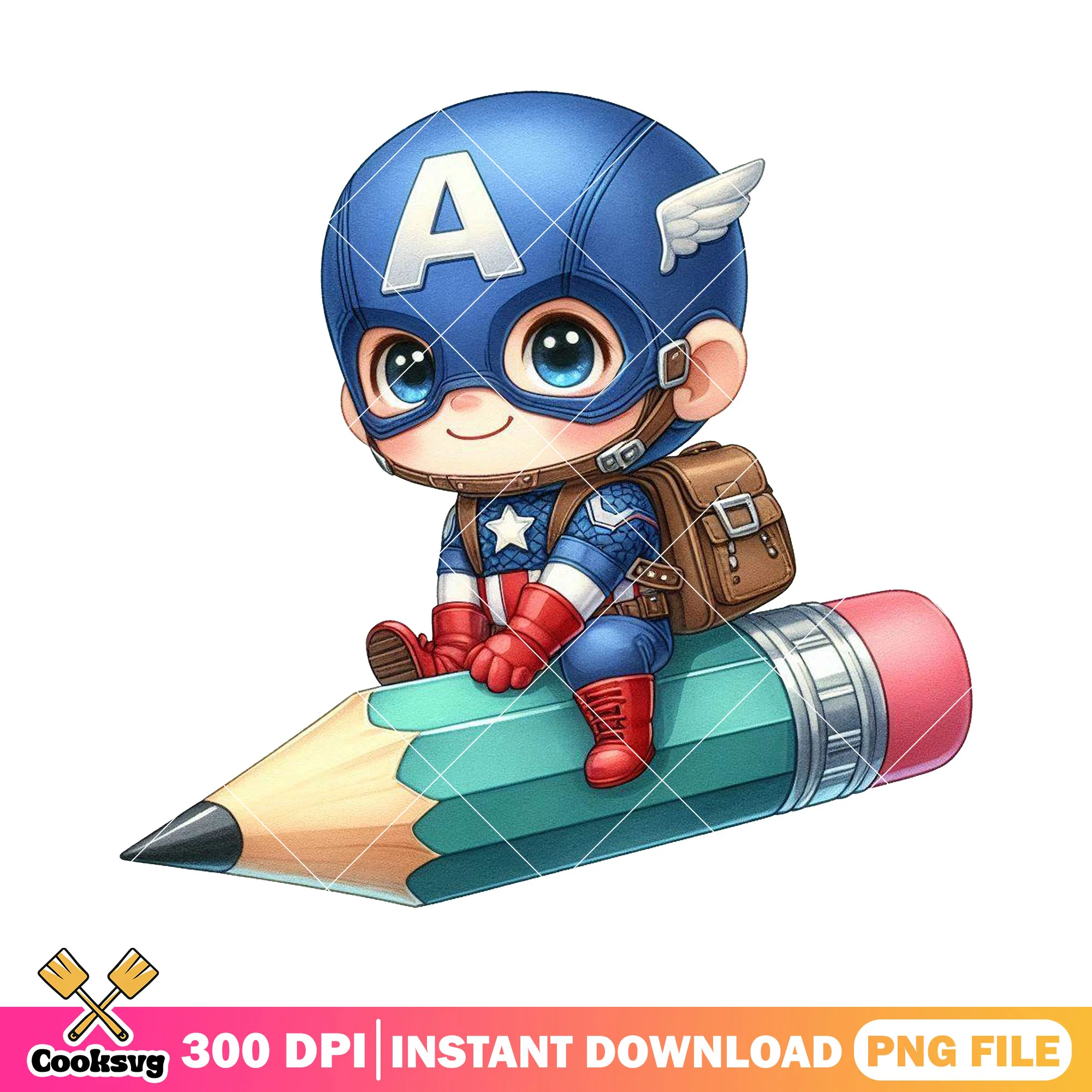 Marvel captain big pencil png, art marvel png, happy back to school png