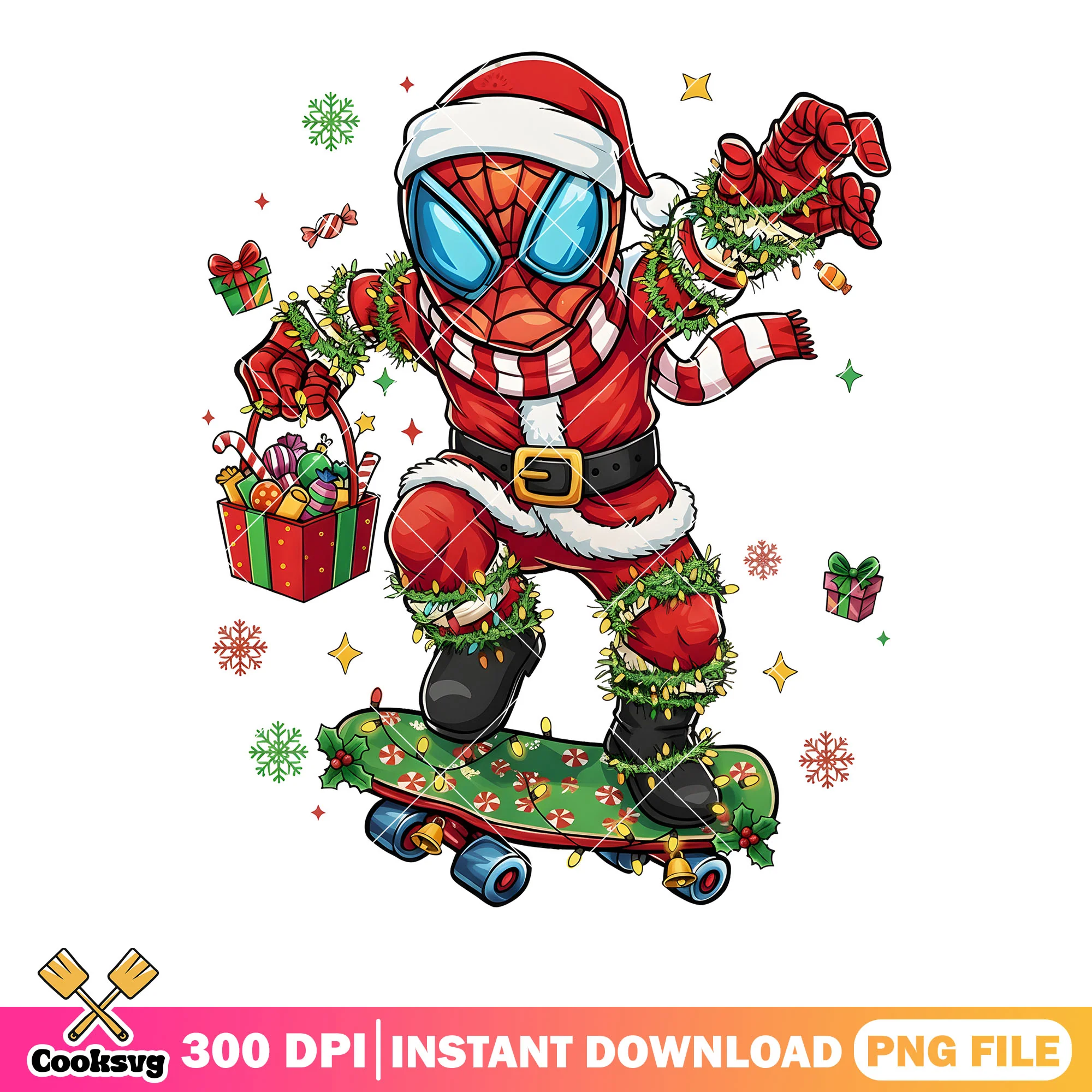 Marvel christmas png, spider man png, santa claus hat png