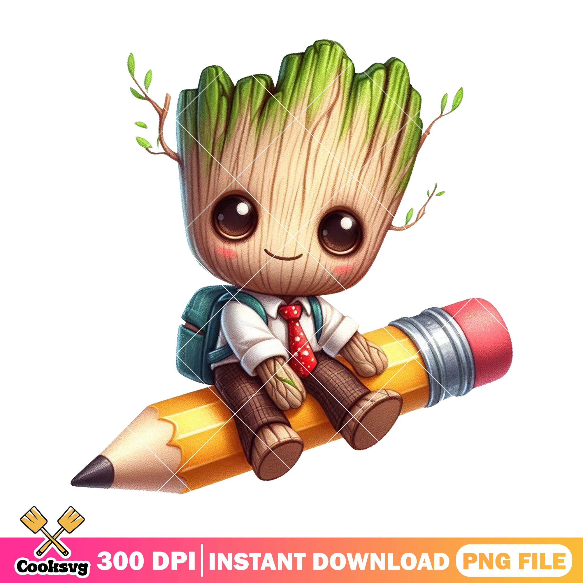 Marvel groot big pencil png, groot cute png, back to school art png