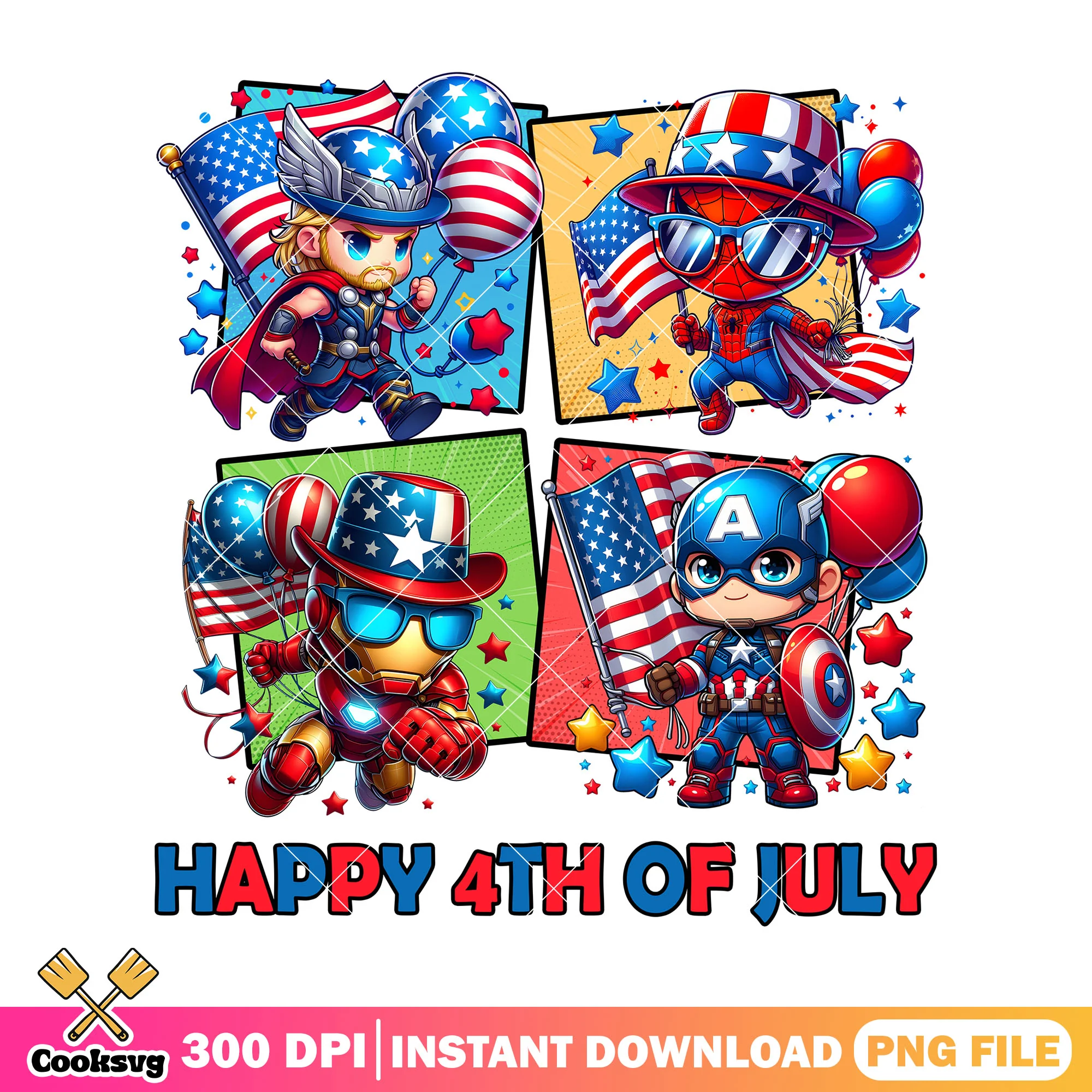 Marvel happy 4th of july png, marvel teams png, 4th of july png