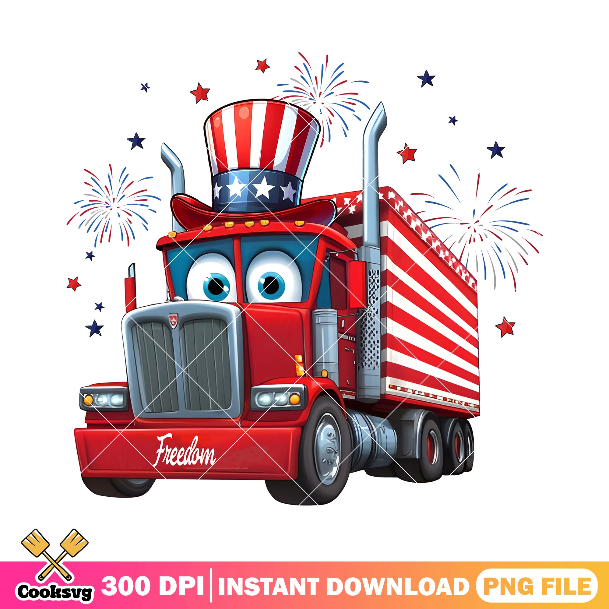 Mc lightning truck america png, disney car png, 4th of july day png