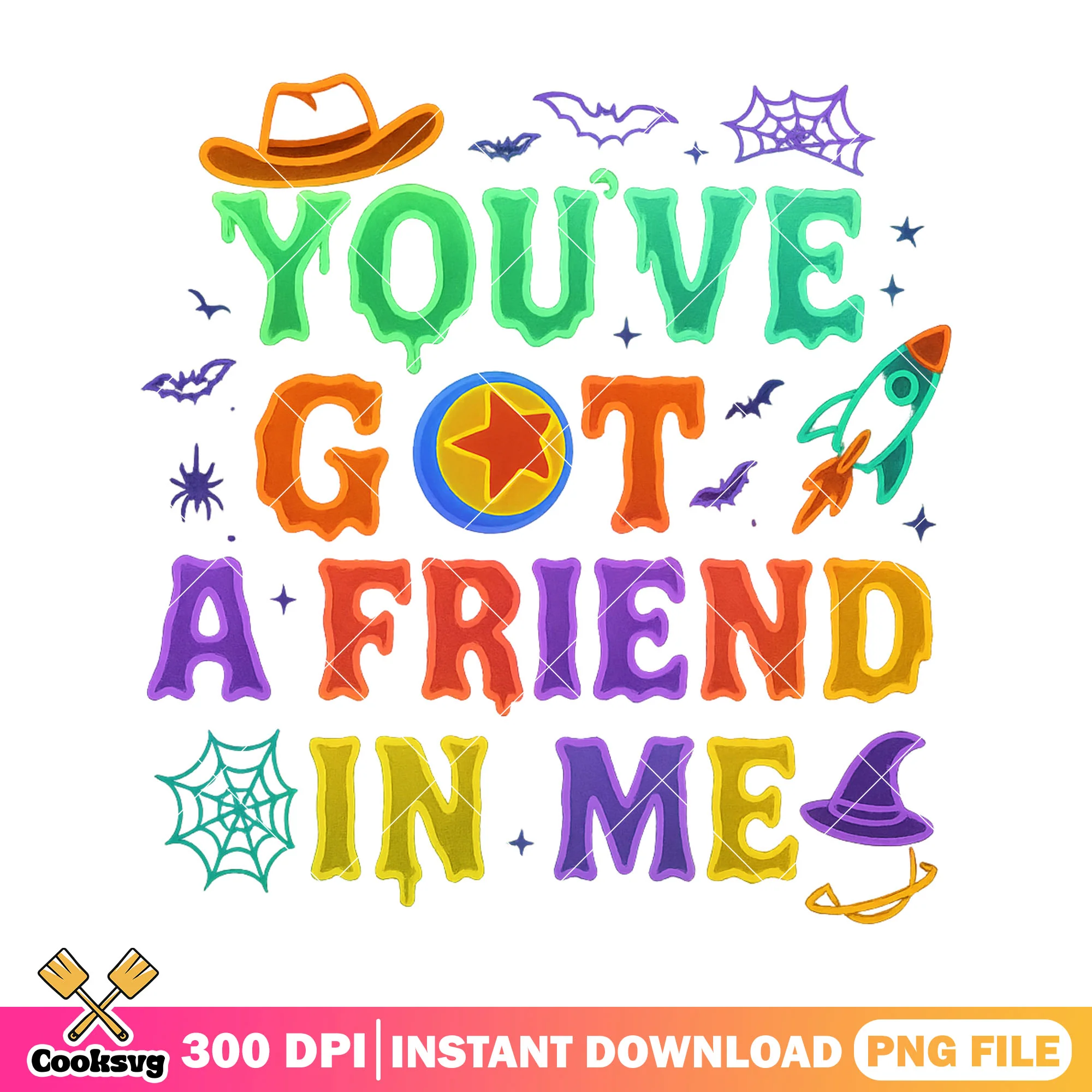 Me and friends design png, halloween cartoon png, poster font png