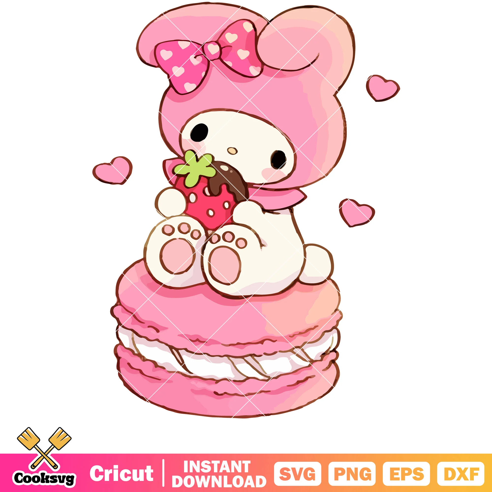 Melody strawberry design svg, hello kitty svg, my melody svg
