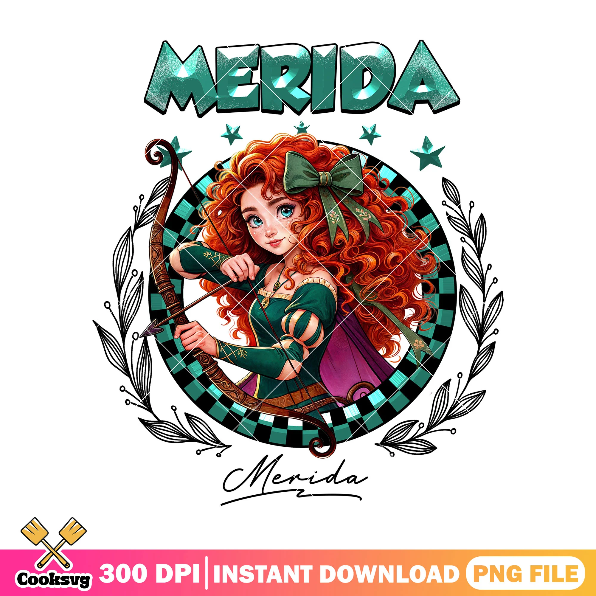 Merida signature png, brave disney png, disney princess png