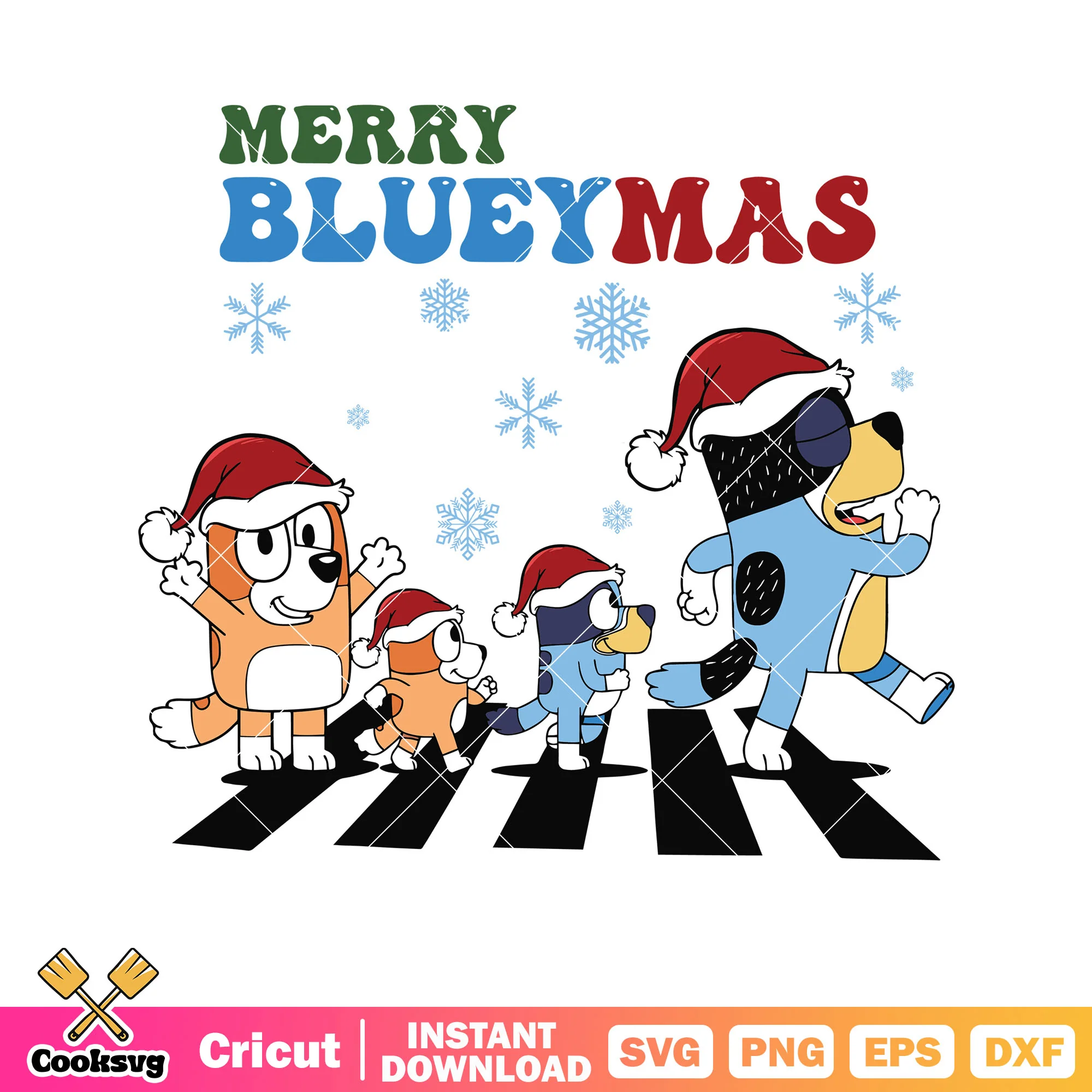 Merry blueymas svg, bluey family christmas svg, bluey dog svg
